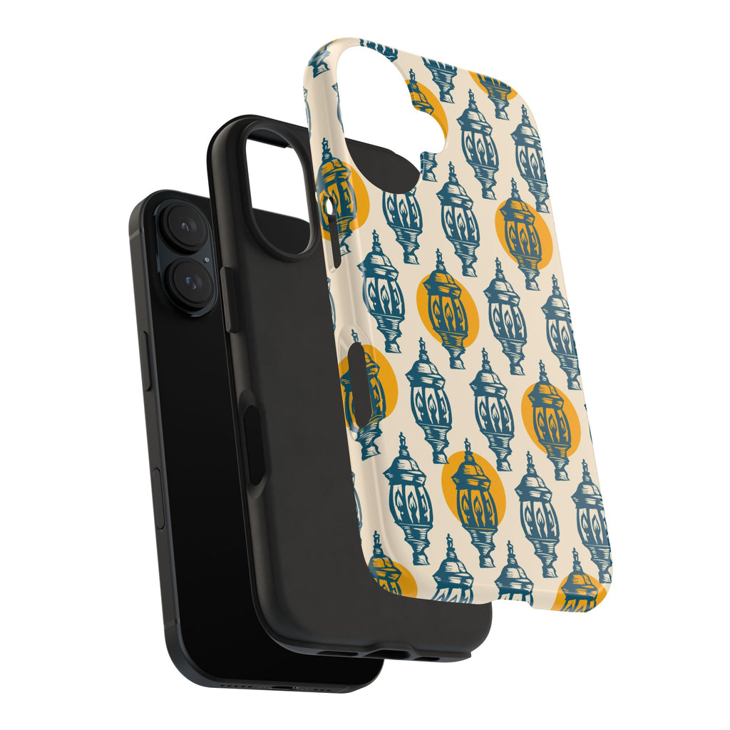 Tough Phone Case — Blue & Mustard Lantern Pattern Slim Protective Cover