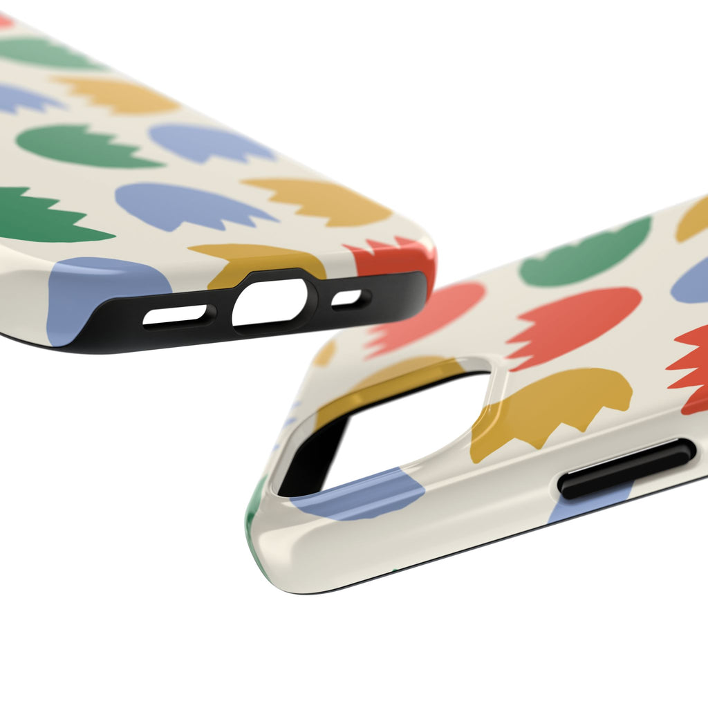 Tough Phone Case — Retro Tulip Pattern Green Floral Protective Cover