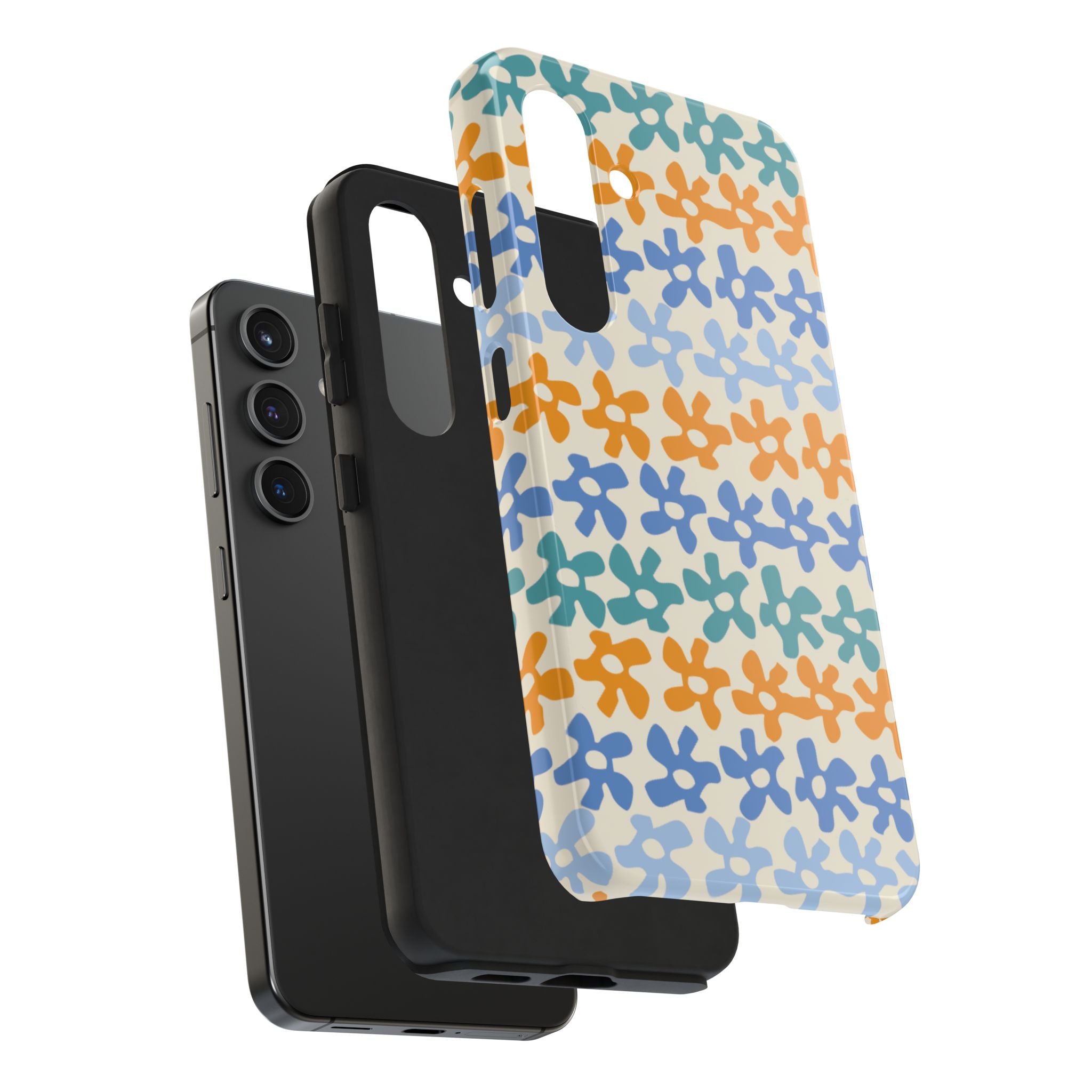 Floral Stripe Tough Phone Case — Colorful Retro Doodle Protection