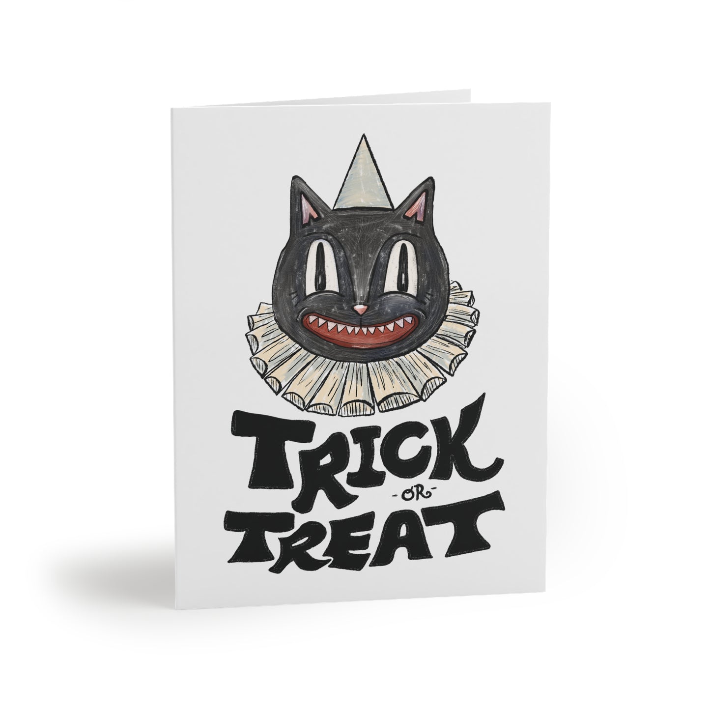 Halloween Greeting Cards Set - Trick or Treat Cat Design | Spooky Cards for Kids, Halloween Parties, Fall Celebrations, Card Making