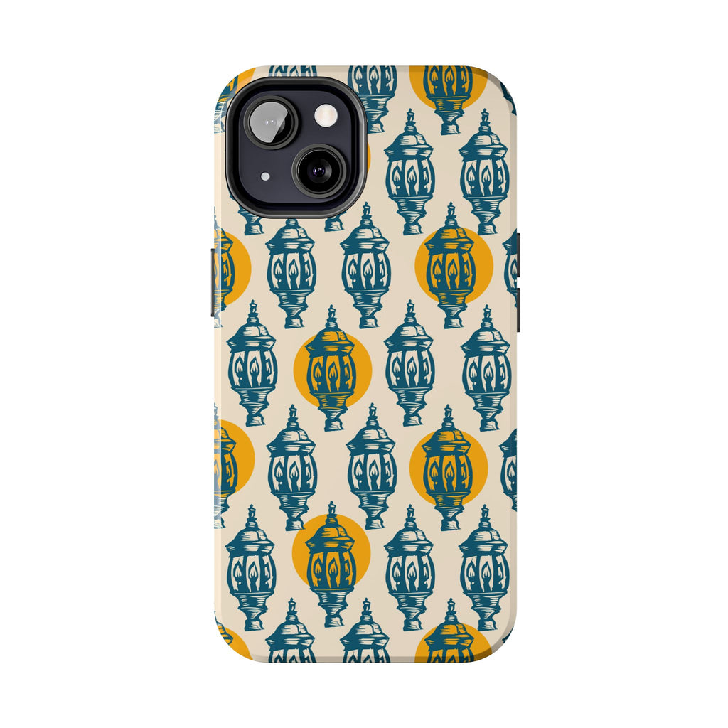 Tough Phone Case — Blue & Mustard Lantern Pattern Slim Protective Cover