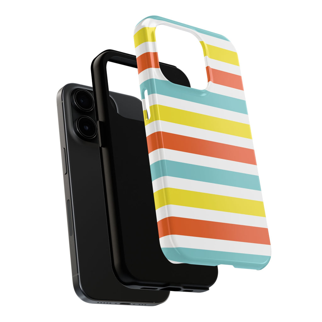 Striped Tough Phone Case — Retro Summer Color Block iPhone Case