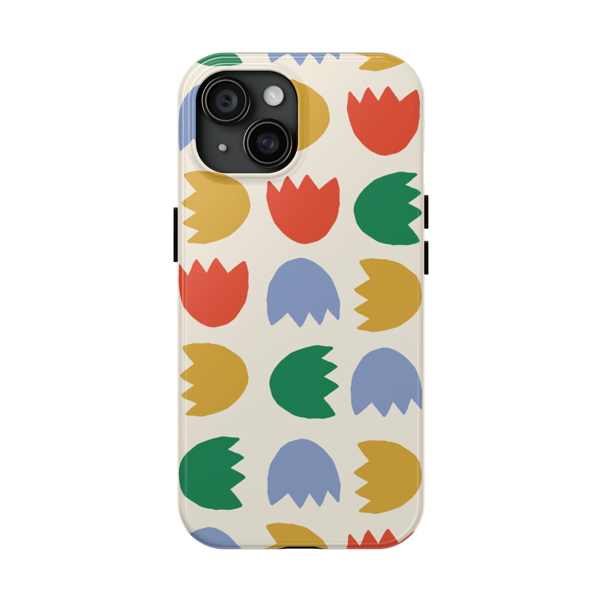 Tough Phone Case — Retro Tulip Pattern Green Floral Protective Cover