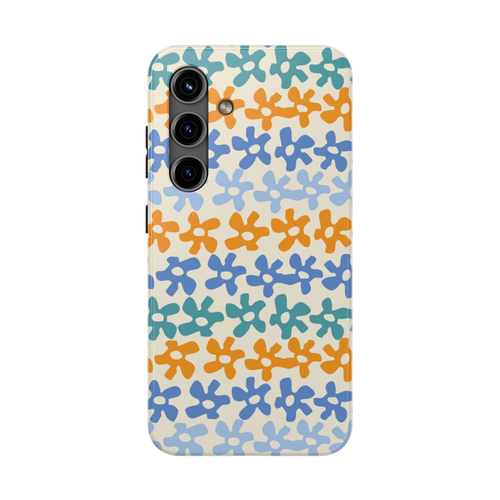 Floral Stripe Tough Phone Case — Colorful Retro Doodle Protection