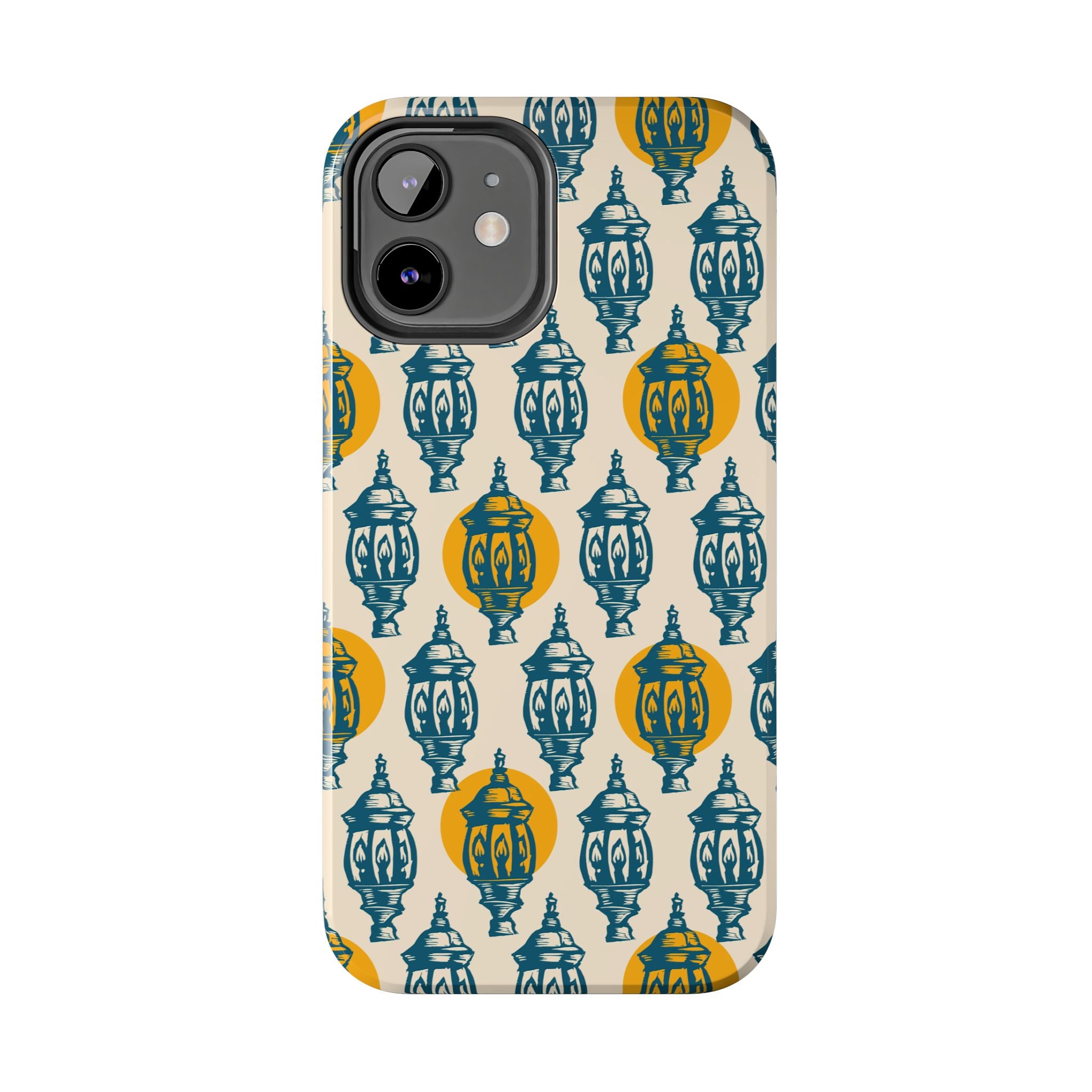 Tough Phone Case — Blue & Mustard Lantern Pattern Slim Protective Cover