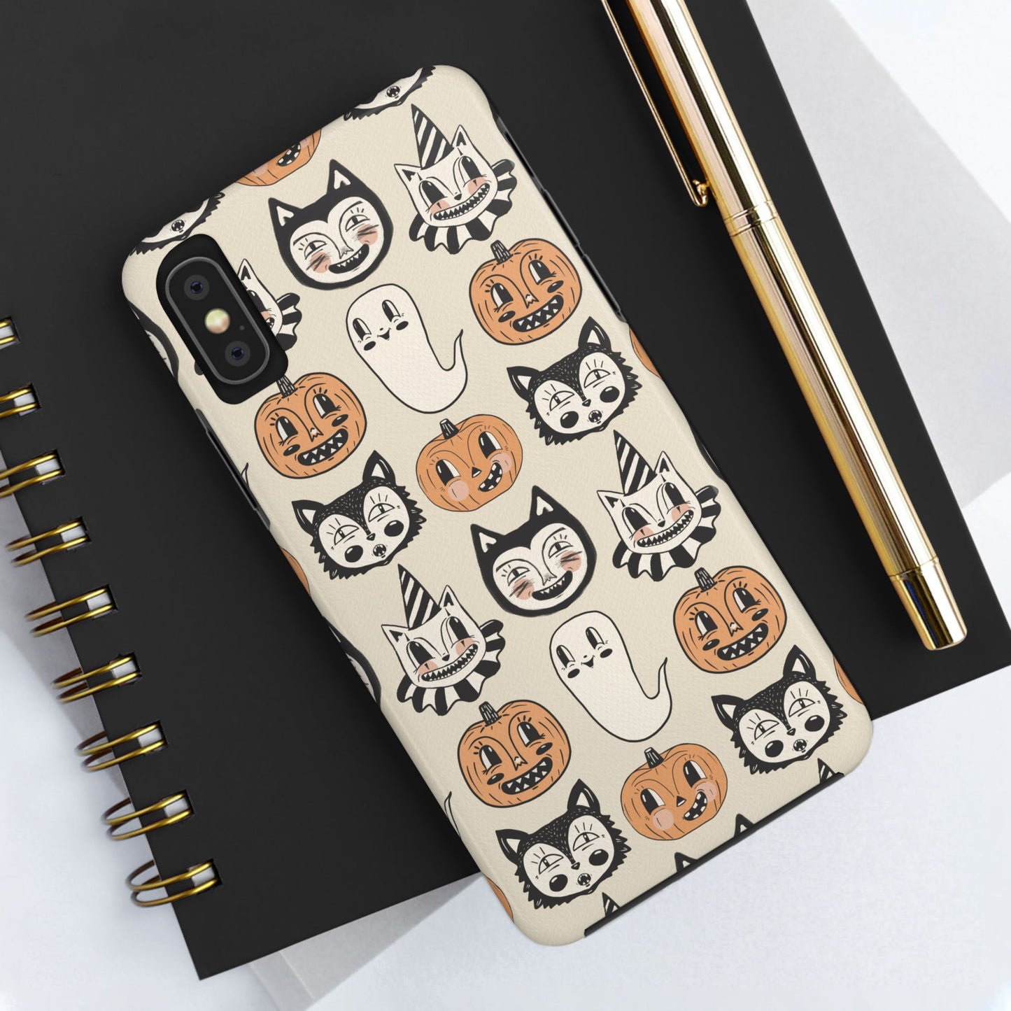 Halloween Cat & Pumpkin Phone Cases, Tough Phone Cover, Spooky Protective Case, Fall Aesthetic, Cute Halloween Gift
