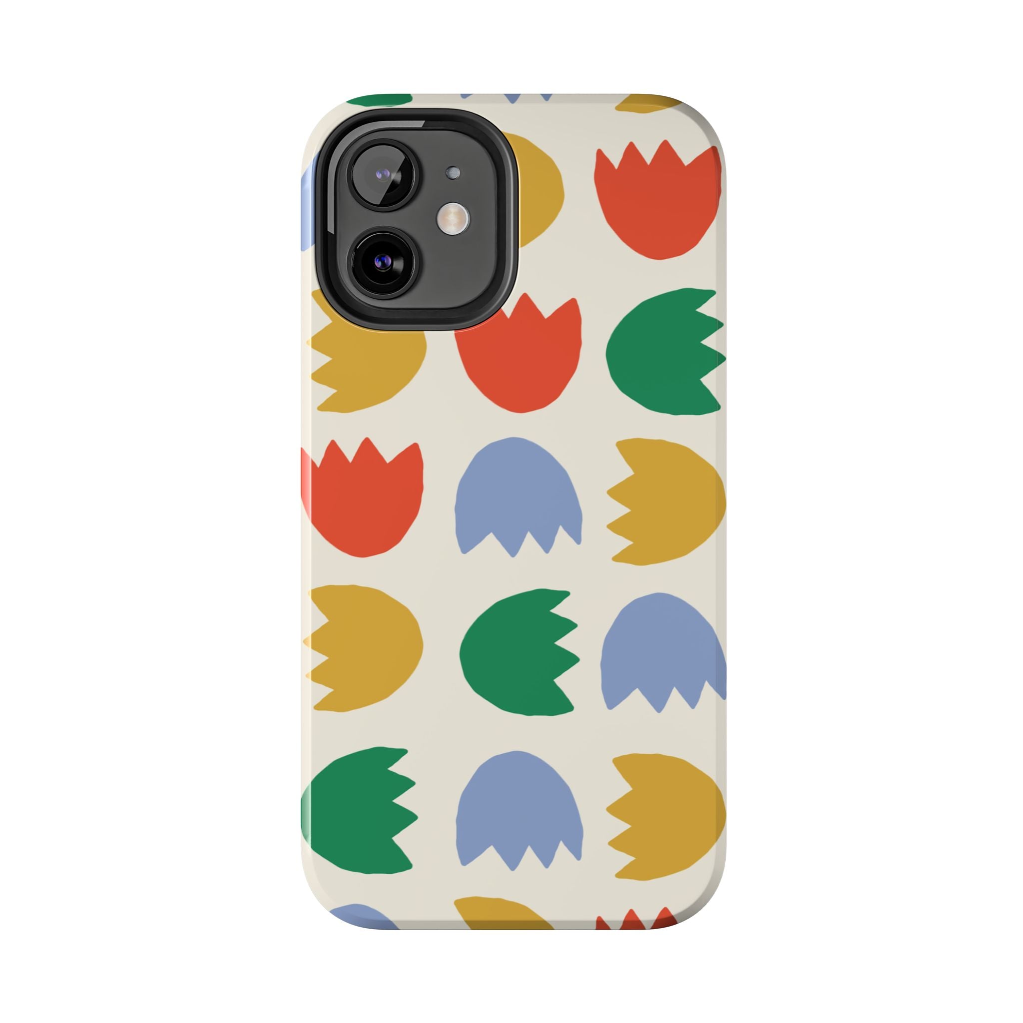 Tough Phone Case — Retro Tulip Pattern Green Floral Protective Cover