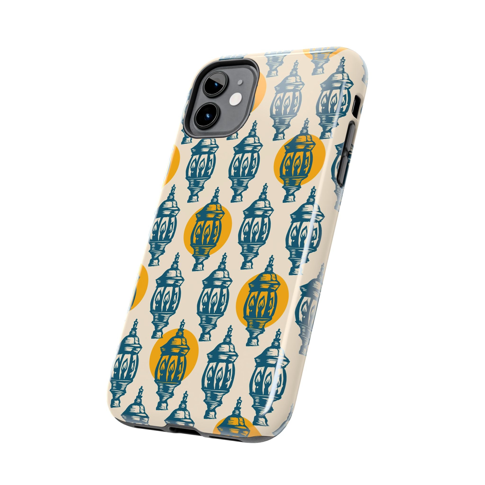 Tough Phone Case — Blue & Mustard Lantern Pattern Slim Protective Cover