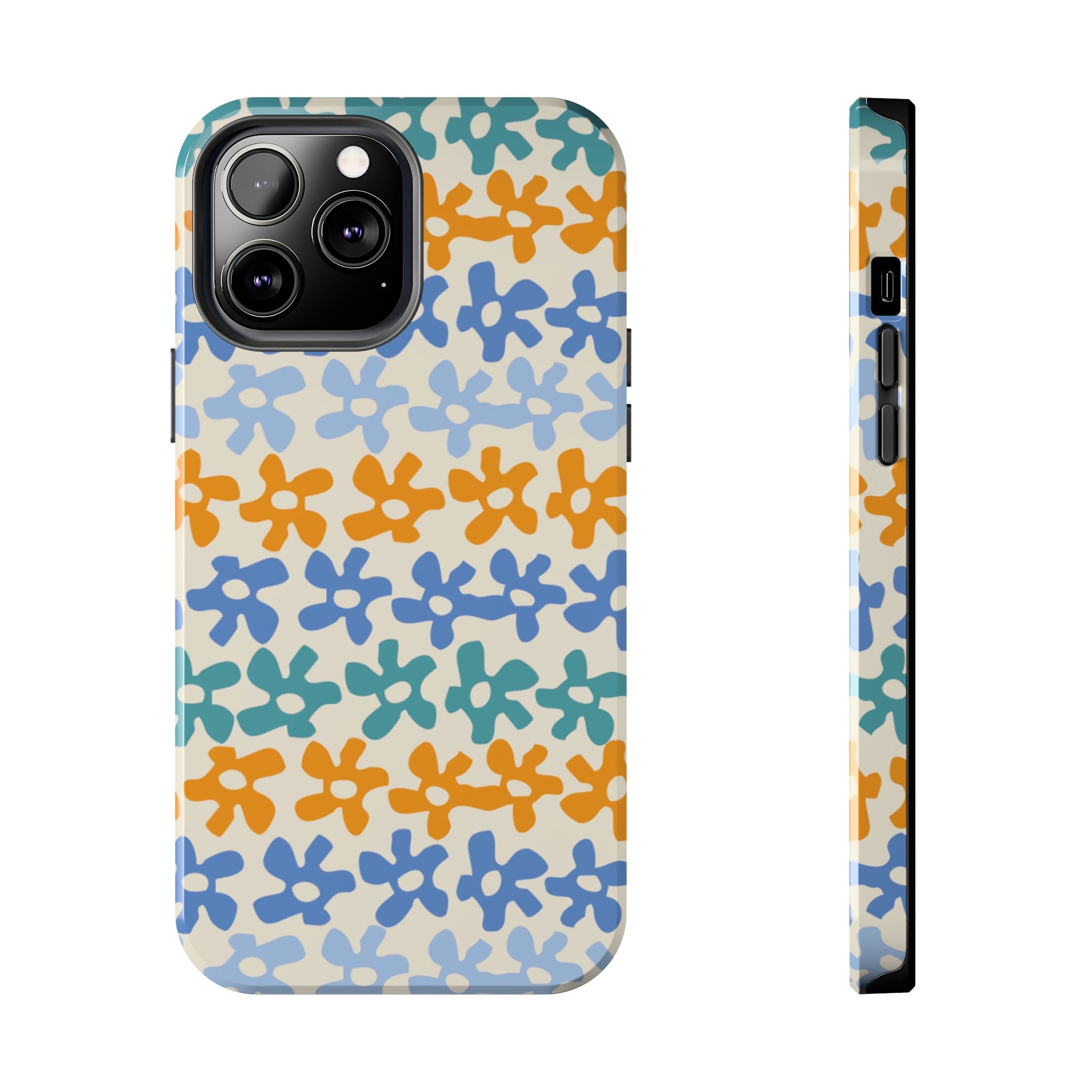 Floral Stripe Tough Phone Case — Colorful Retro Doodle Protection