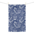 Blue Cottage Pattern Microfiber Tea Towel — Vintage Coastal House Design
