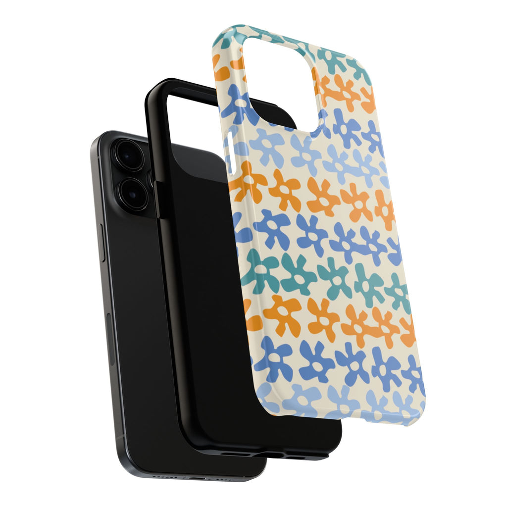 Floral Stripe Tough Phone Case — Colorful Retro Doodle Protection