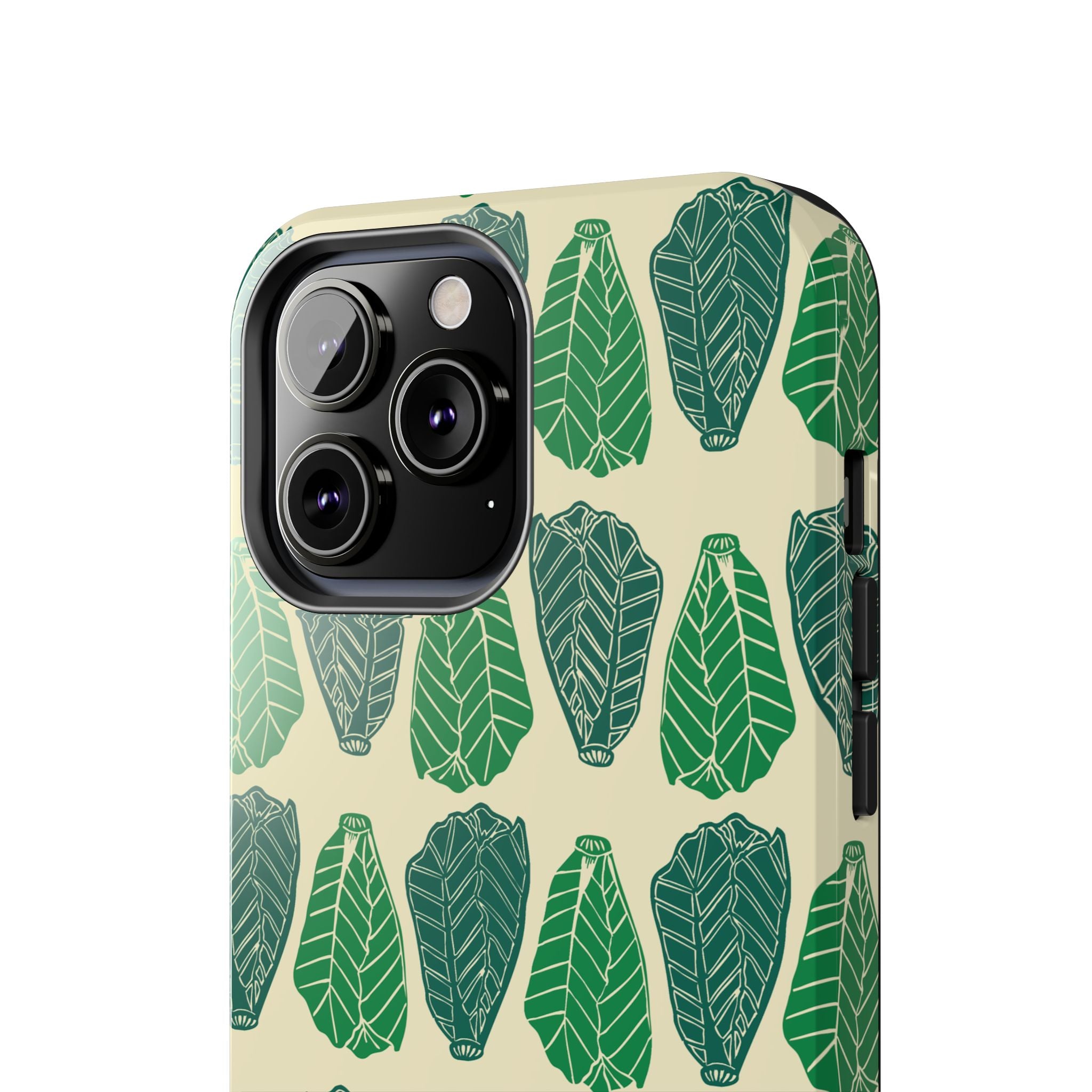 Leaf Pattern Tough Phone Case — Green Botanical Protective Phone Cover