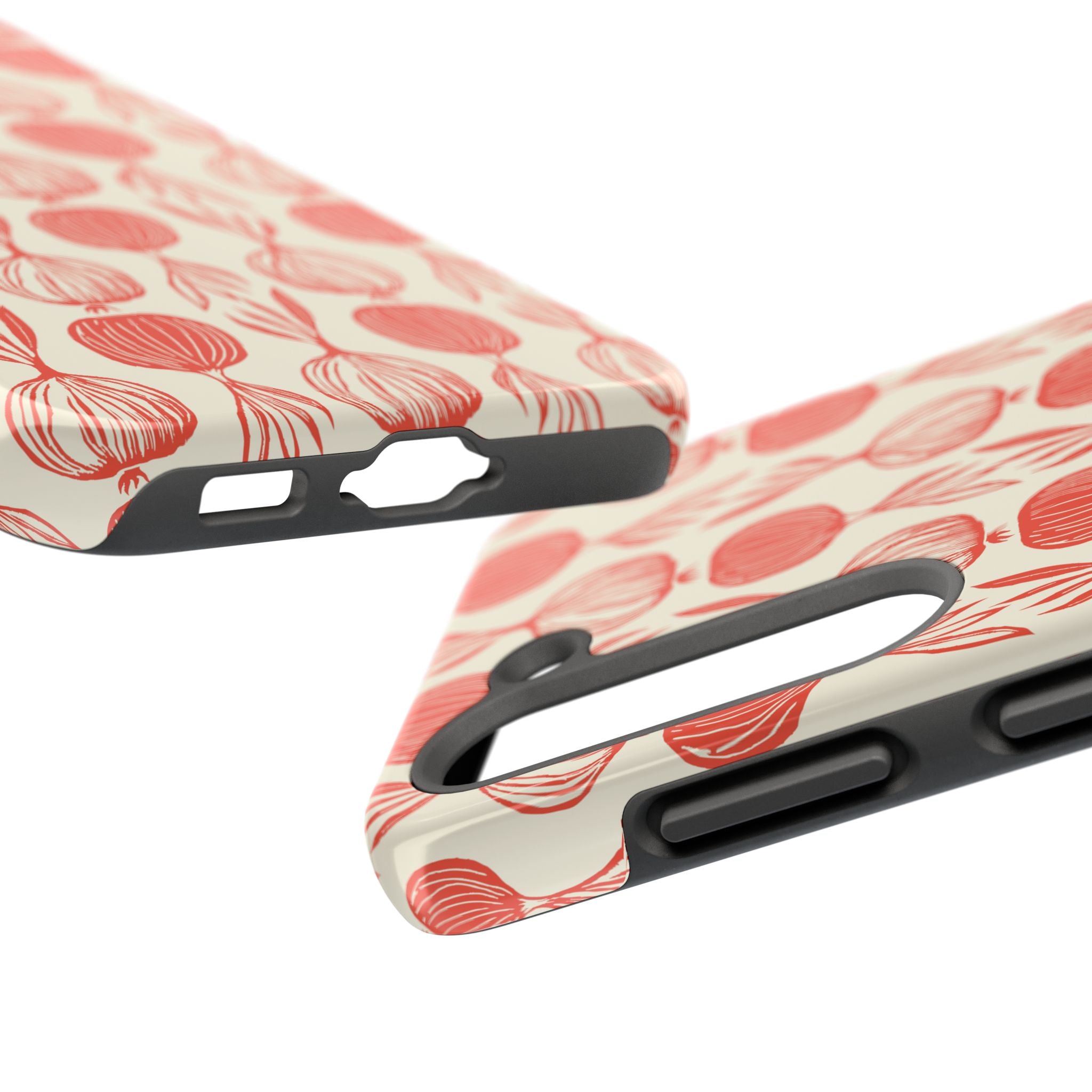 Floral Onion Pattern Tough Phone Case — Red Botanical Protective Phone Cover