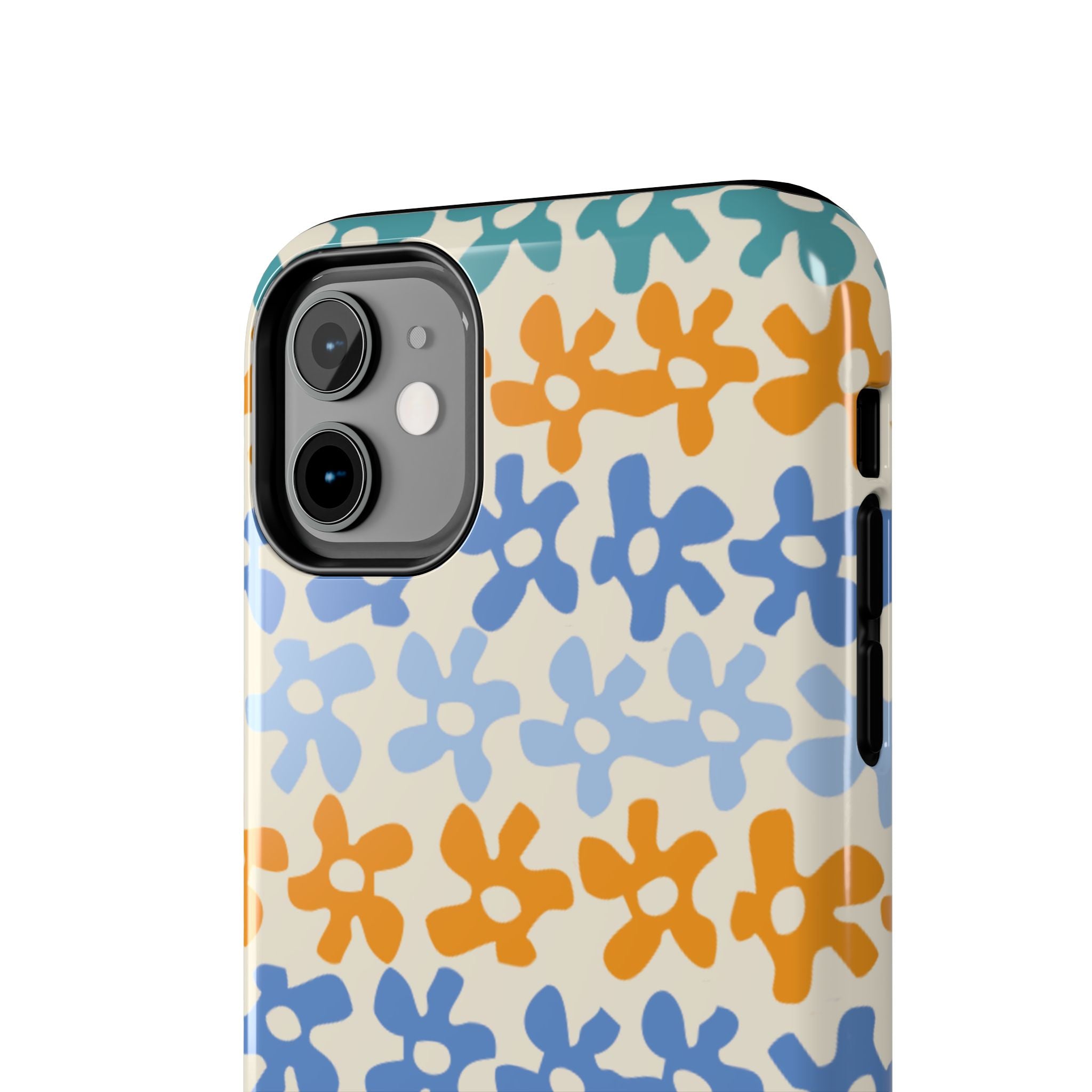 Floral Stripe Tough Phone Case — Colorful Retro Doodle Protection