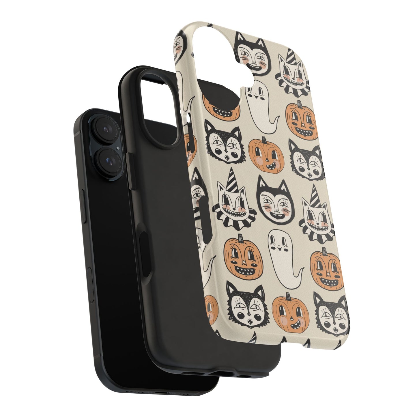 Halloween Cat & Pumpkin Phone Cases, Tough Phone Cover, Spooky Protective Case, Fall Aesthetic, Cute Halloween Gift