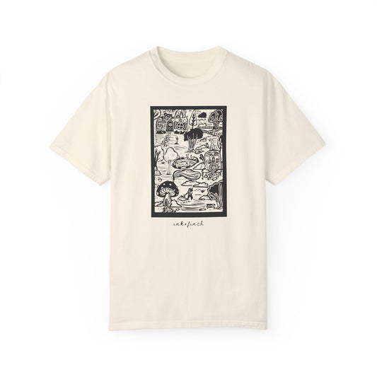 Fantasy Map Cottagecore T-shirt - Whimsical Folk Art for Goblincore Aesthetic