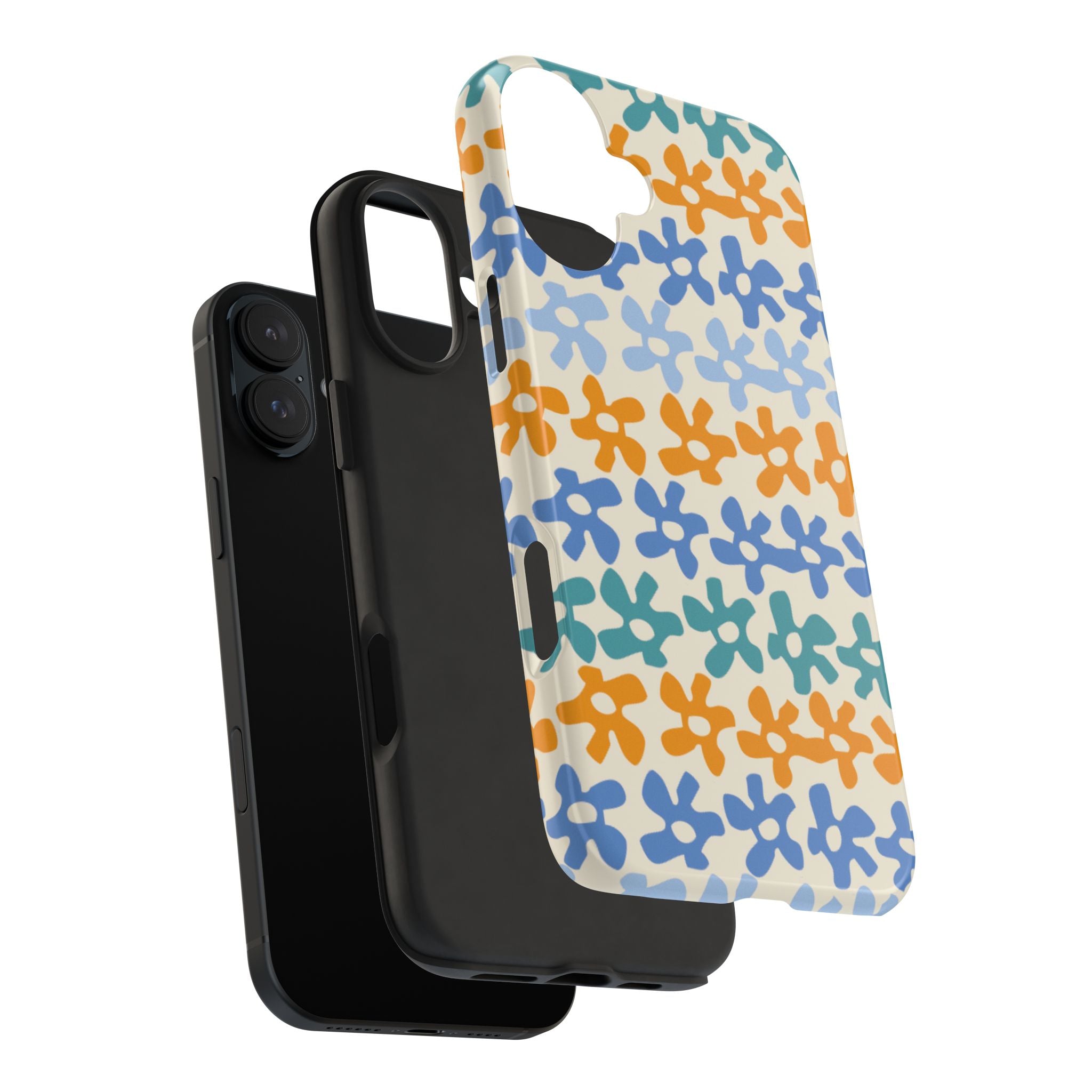 Floral Stripe Tough Phone Case — Colorful Retro Doodle Protection