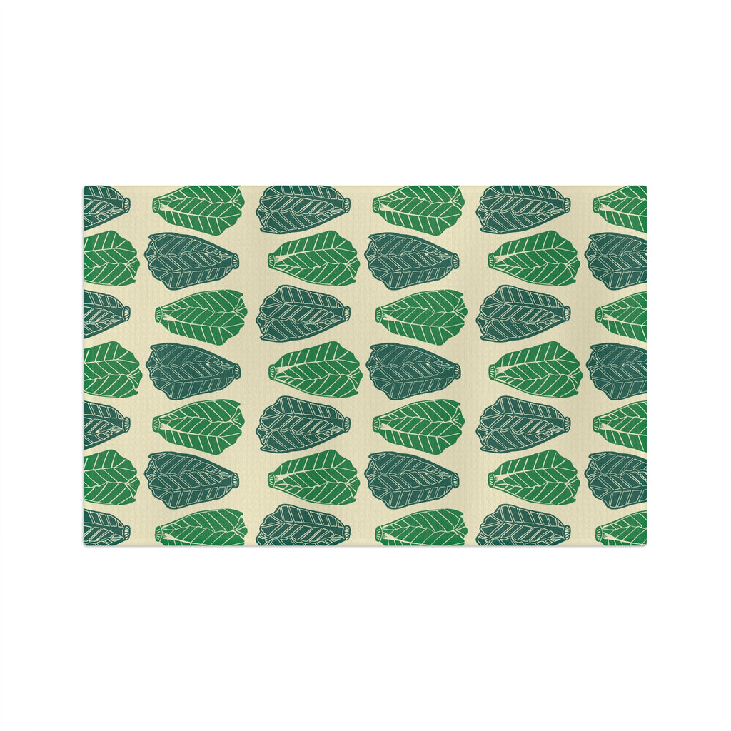 Green Leaf Pattern Microfiber Tea Towel — Botanical Kitchen Towel