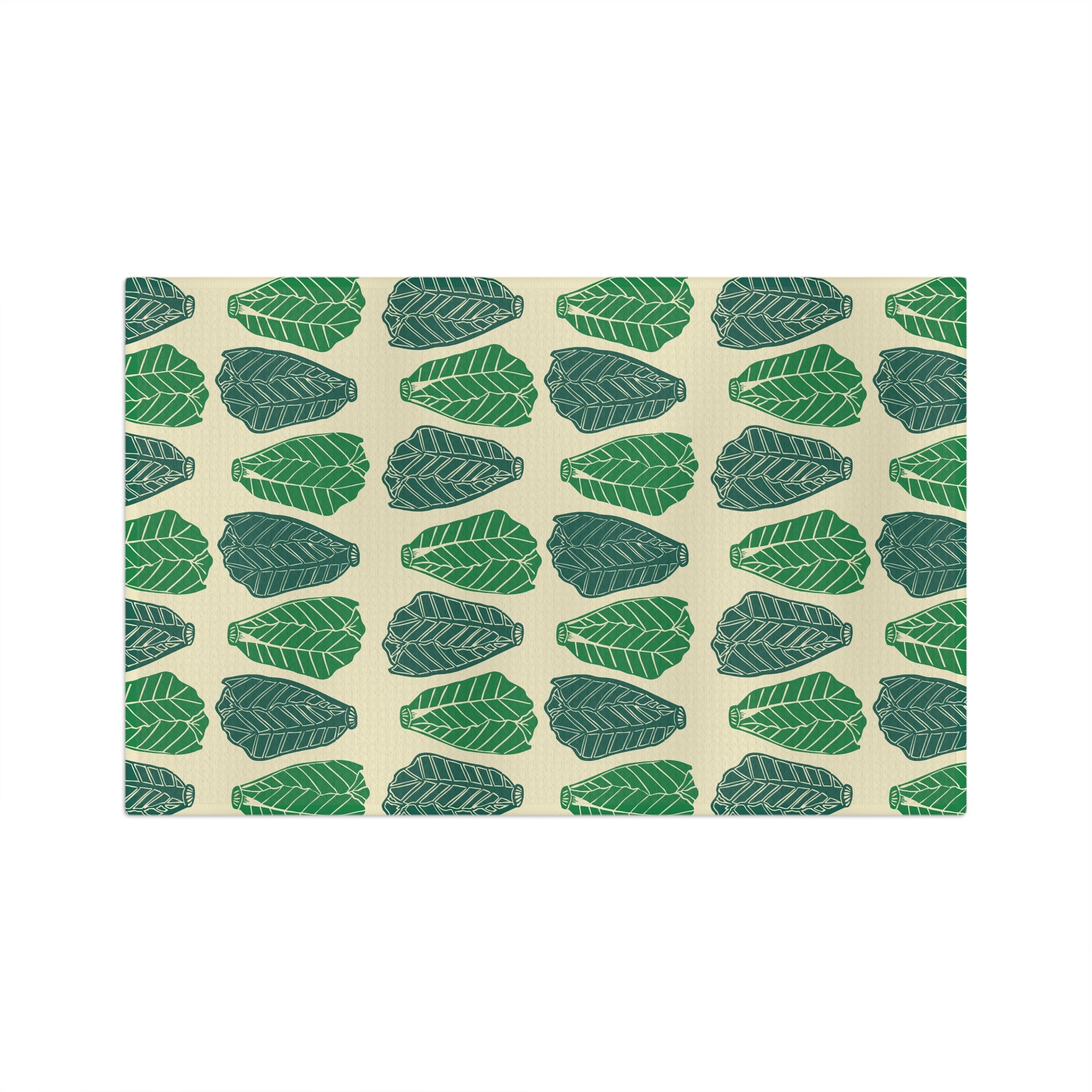 Green Leaf Pattern Microfiber Tea Towel — Botanical Kitchen Towel