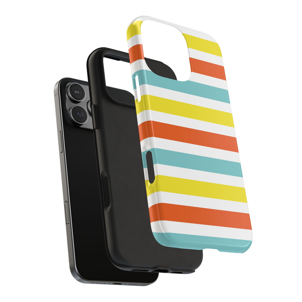 Striped Tough Phone Case — Retro Summer Color Block iPhone Case