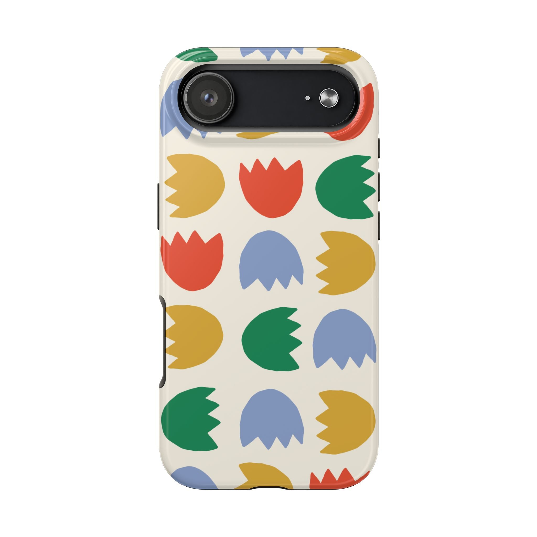 Tough Phone Case — Retro Tulip Pattern Green Floral Protective Cover