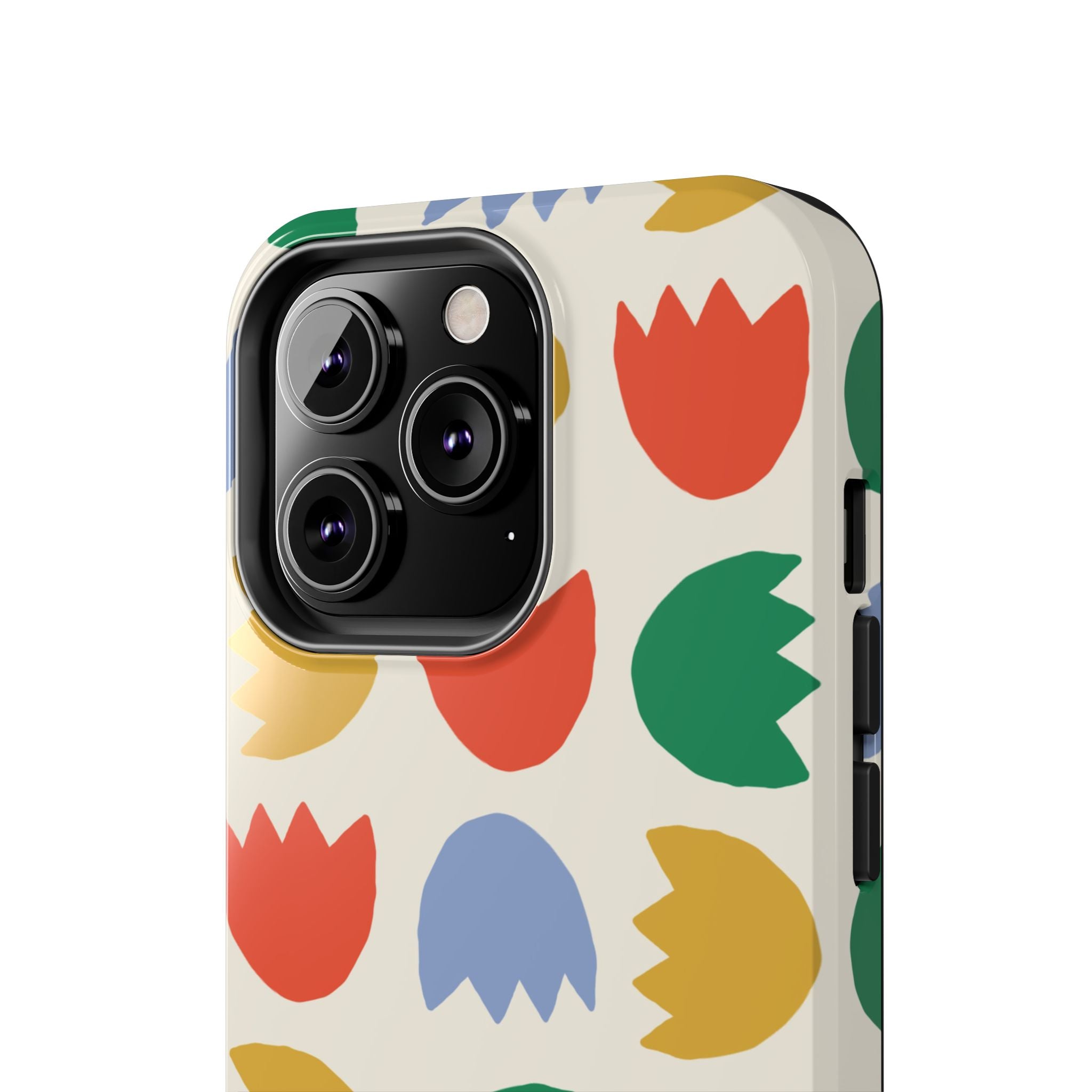 Tough Phone Case — Retro Tulip Pattern Green Floral Protective Cover
