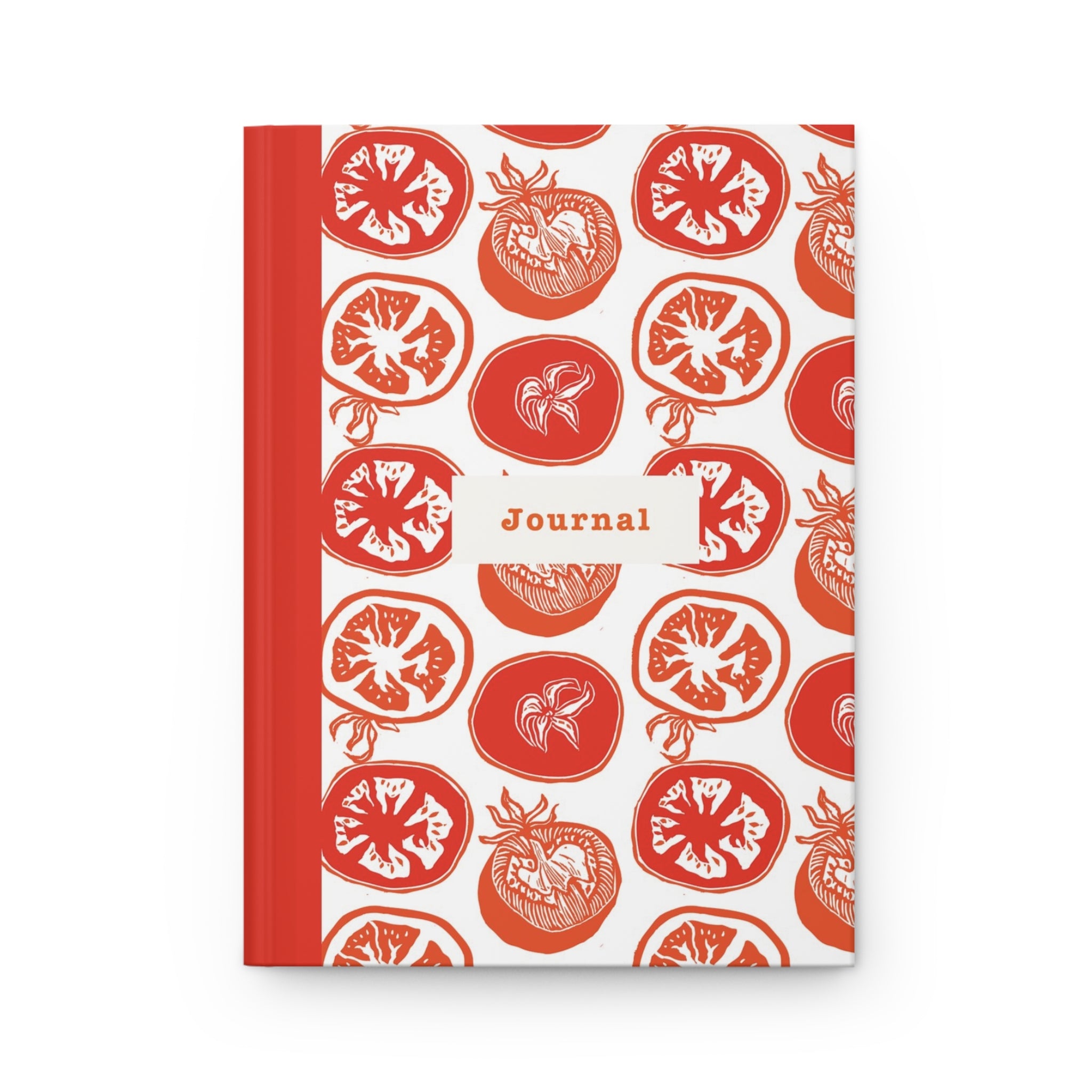 Tomato Pattern Hardcover Journal — Red Botanical Notebook for Recipes, Garden Notes & Daily Journaling