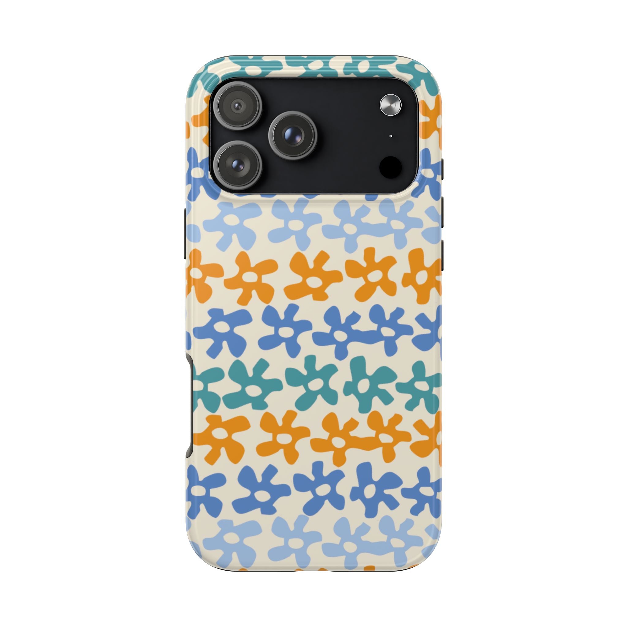 Floral Stripe Tough Phone Case — Colorful Retro Doodle Protection
