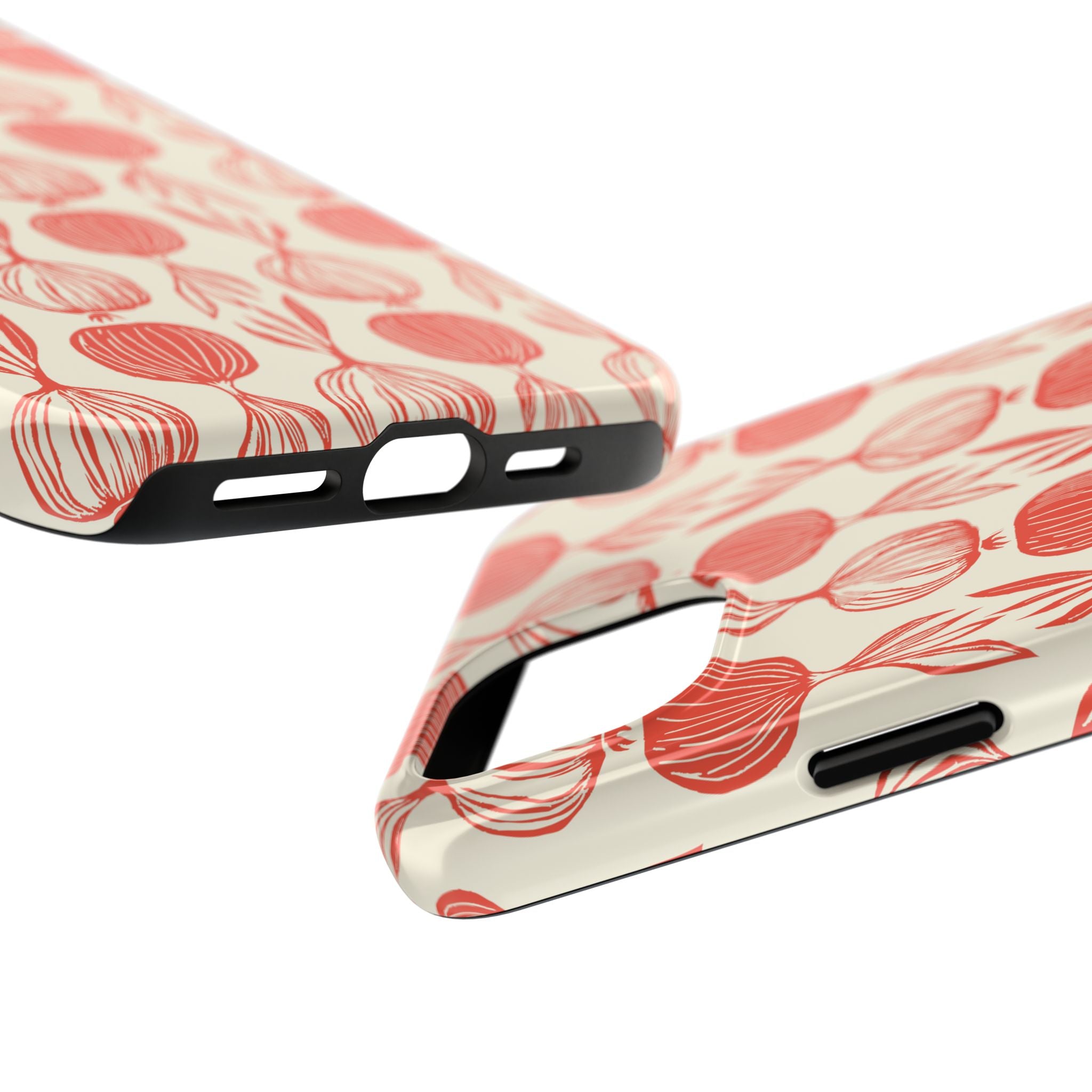 Floral Onion Pattern Tough Phone Case — Red Botanical Protective Phone Cover