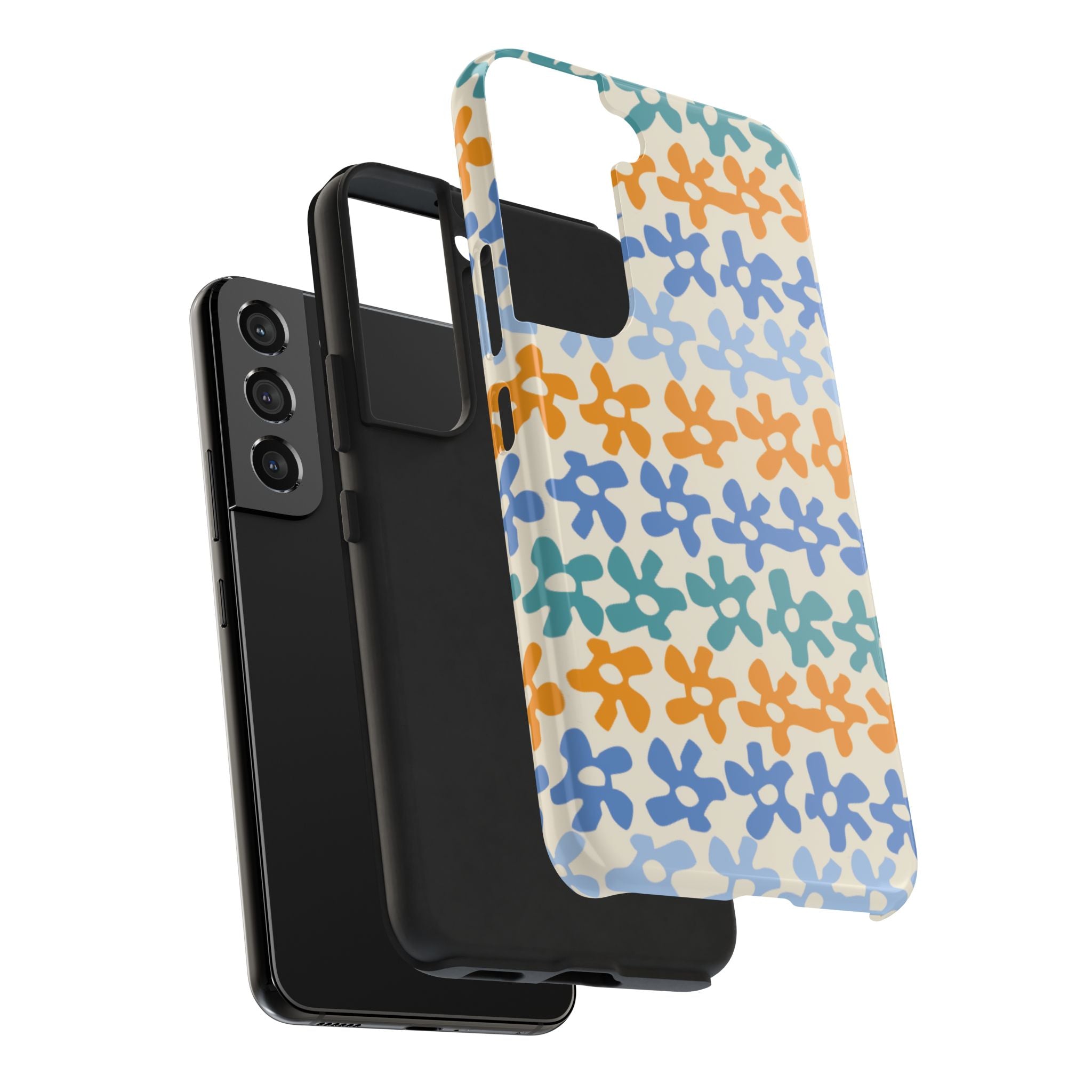 Floral Stripe Tough Phone Case — Colorful Retro Doodle Protection