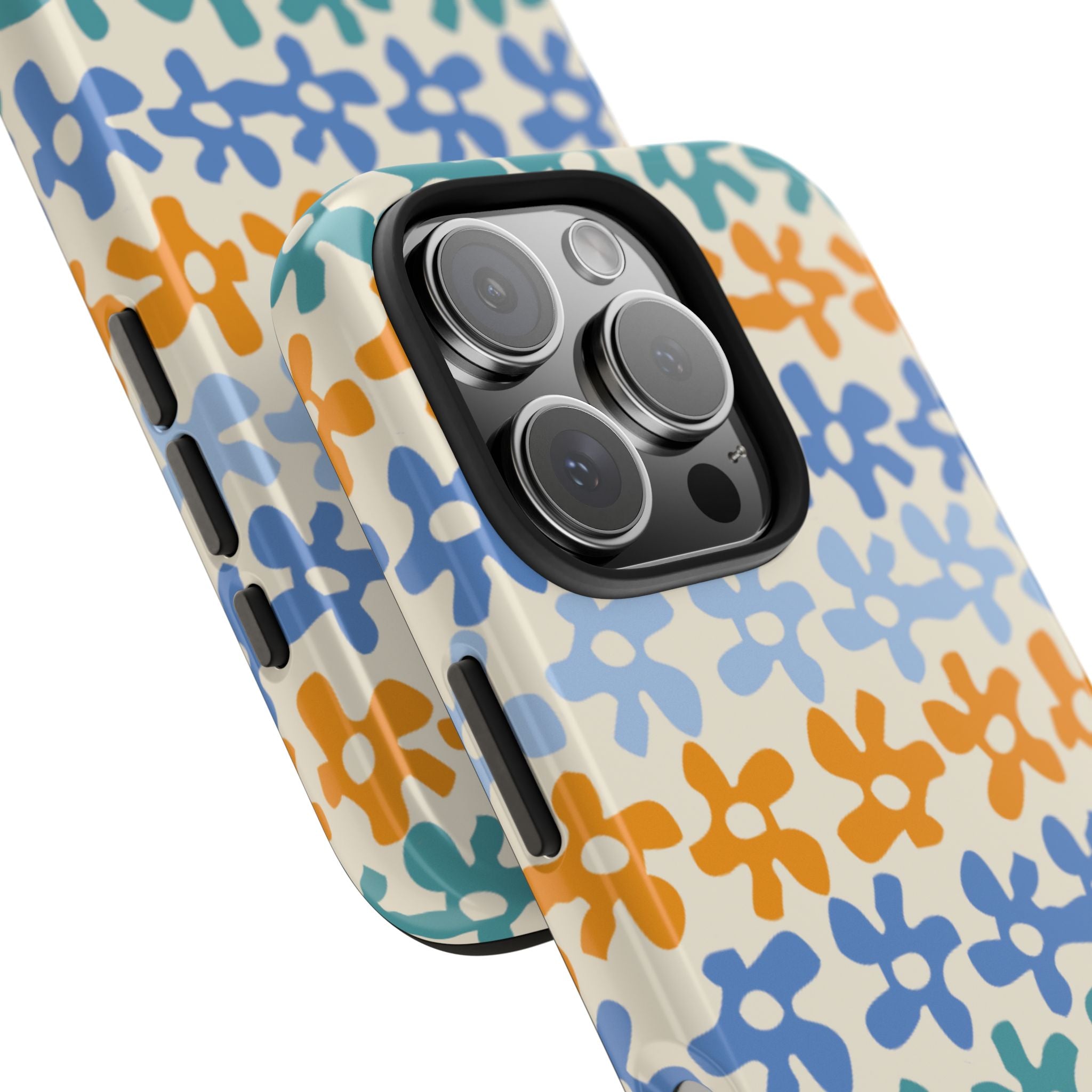 Floral Stripe Tough Phone Case — Colorful Retro Doodle Protection