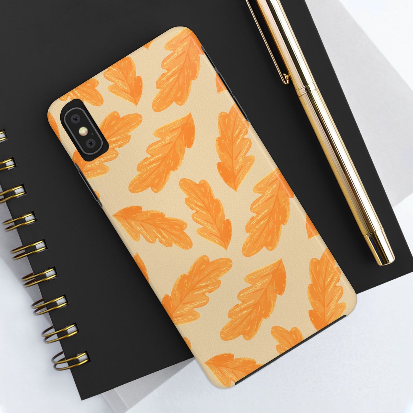 Autumn Leaf Phone Cases | Tough Fall Phone Covers, Seasonal Gifts, Stylish Accessories, Unique Designs, Orange Leaf Pattern