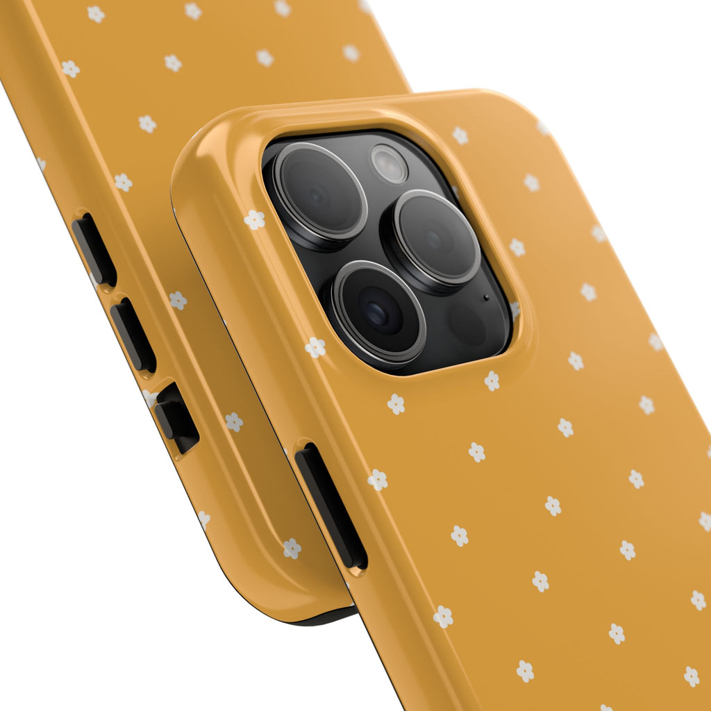 Ditsy Daisy Tough Phone Case — Mustard Floral Protective Cover