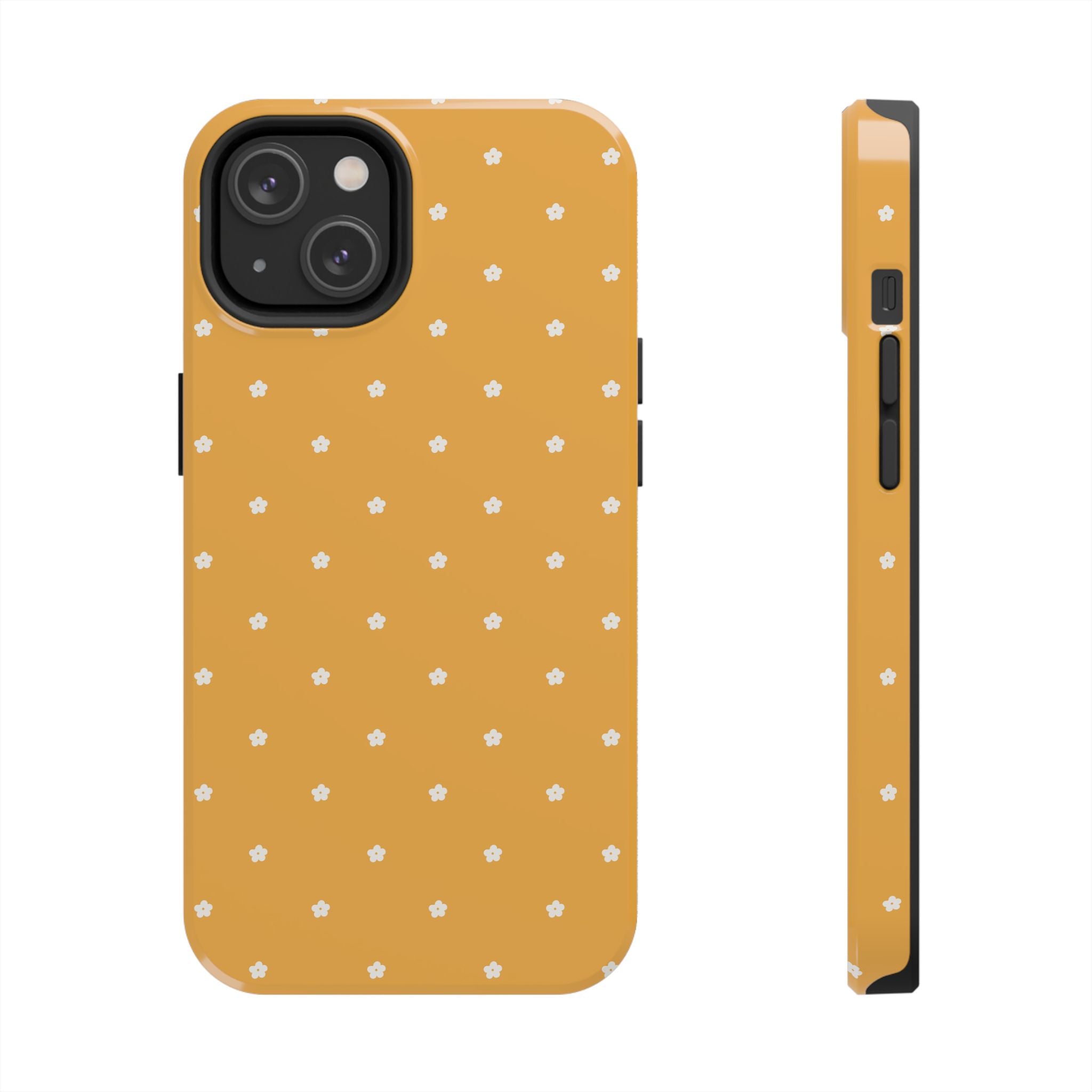 Ditsy Daisy Tough Phone Case — Mustard Floral Protective Cover