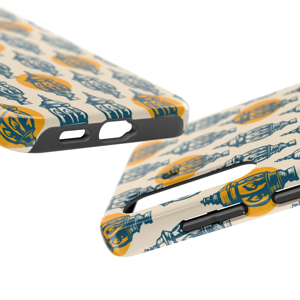 Tough Phone Case — Blue & Mustard Lantern Pattern Slim Protective Cover