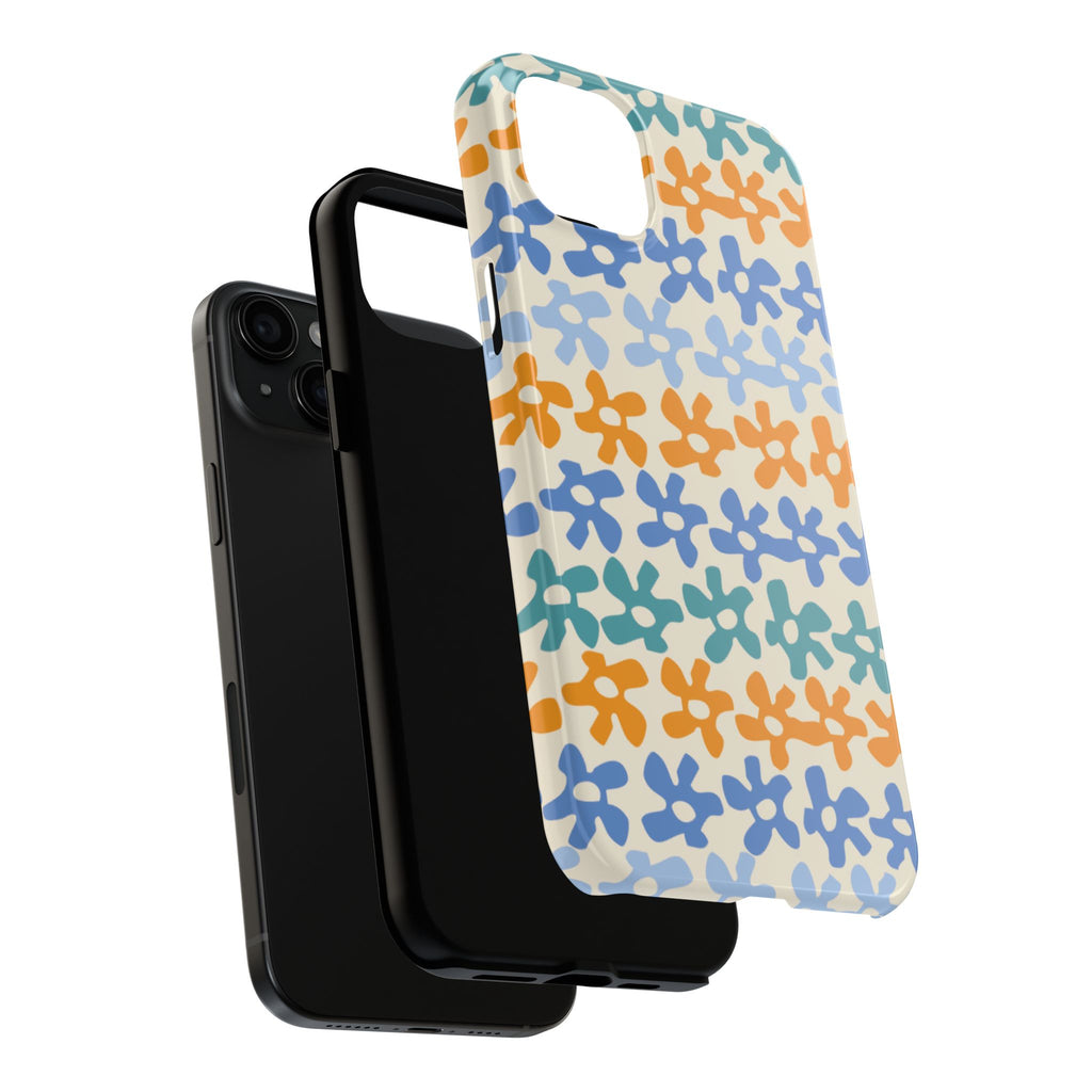 Floral Stripe Tough Phone Case — Colorful Retro Doodle Protection