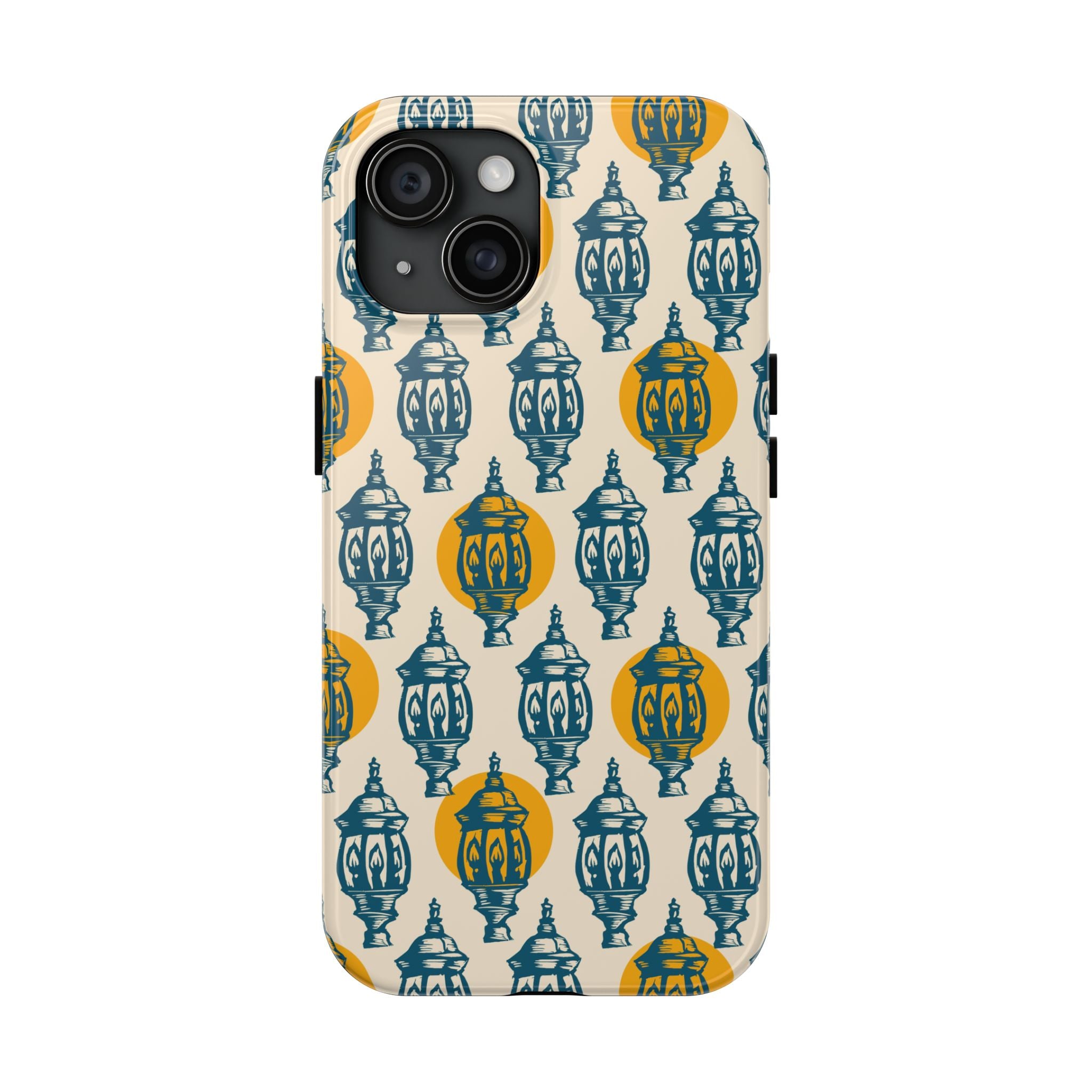 Tough Phone Case — Blue & Mustard Lantern Pattern Slim Protective Cover