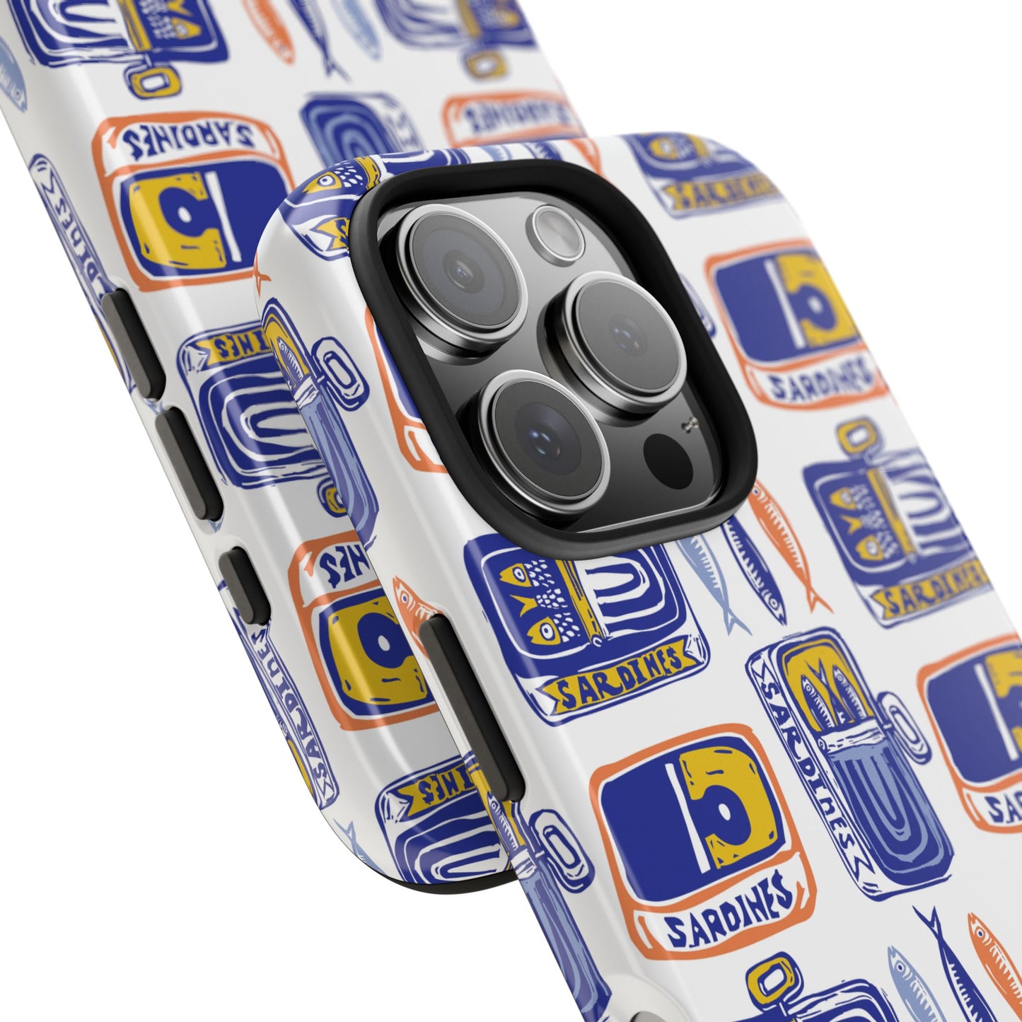 Tinned Fish Orange Blue and Yellow Phone Case - Nautical Fisherman Aesthetic Tough Phone Case for Summer