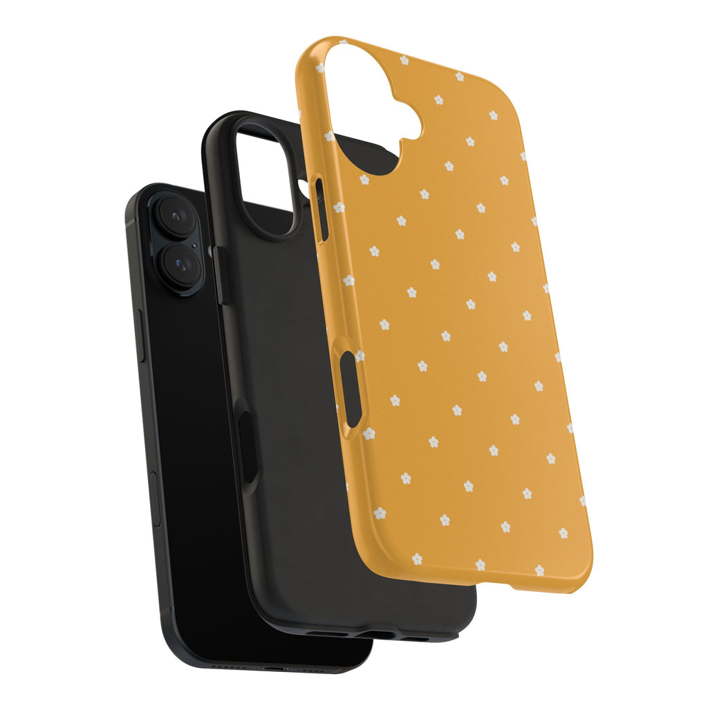 Ditsy Daisy Tough Phone Case — Mustard Floral Protective Cover