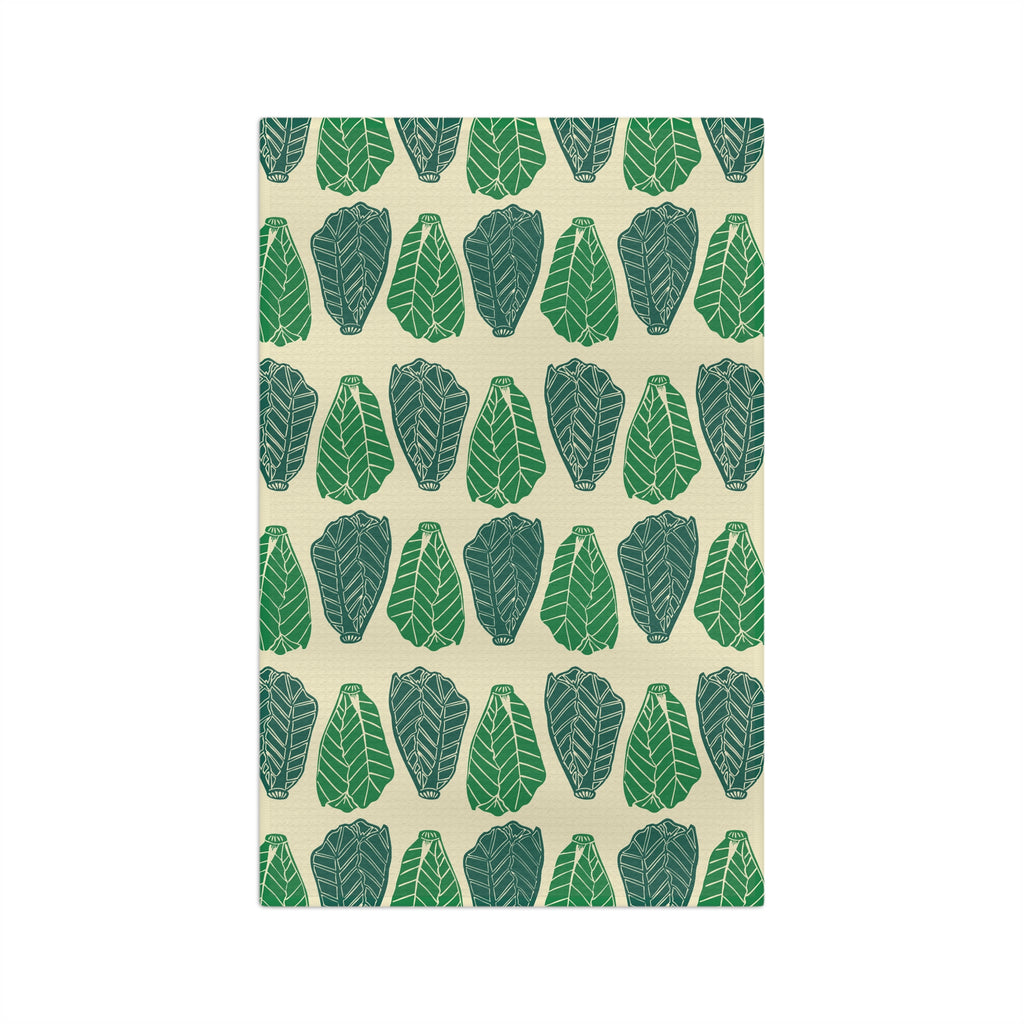 Green Leaf Pattern Microfiber Tea Towel — Botanical Kitchen Towel