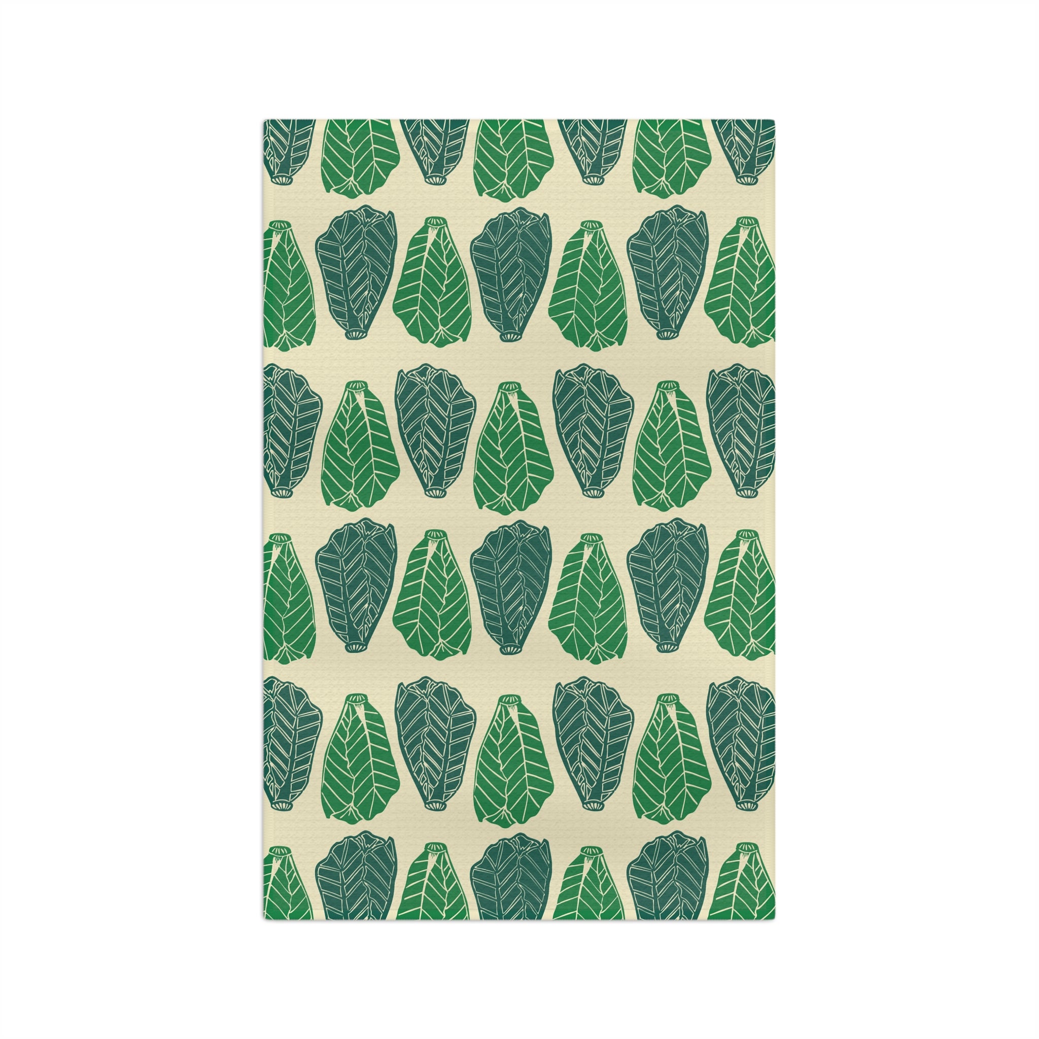 Green Leaf Pattern Microfiber Tea Towel — Botanical Kitchen Towel