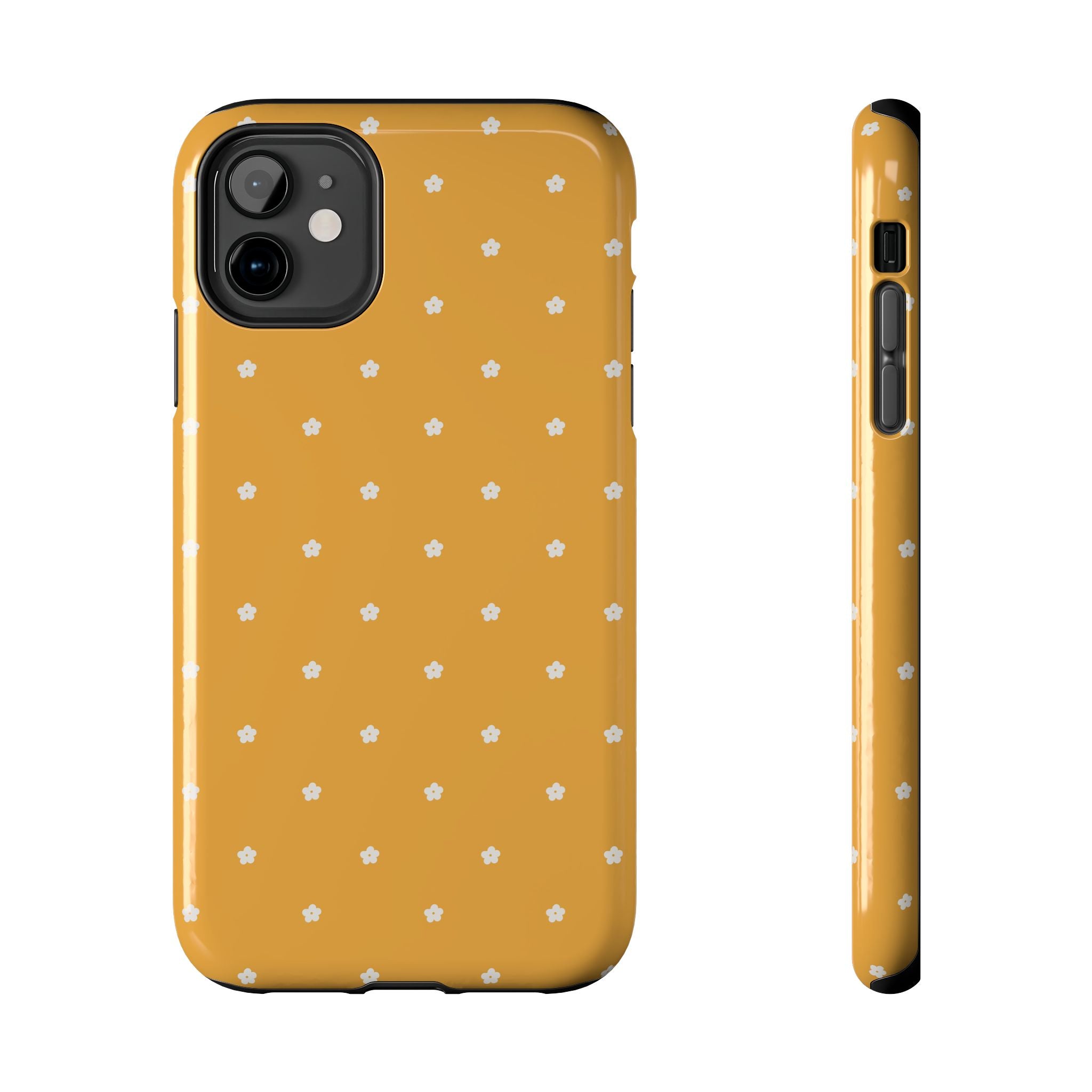 Ditsy Daisy Tough Phone Case — Mustard Floral Protective Cover