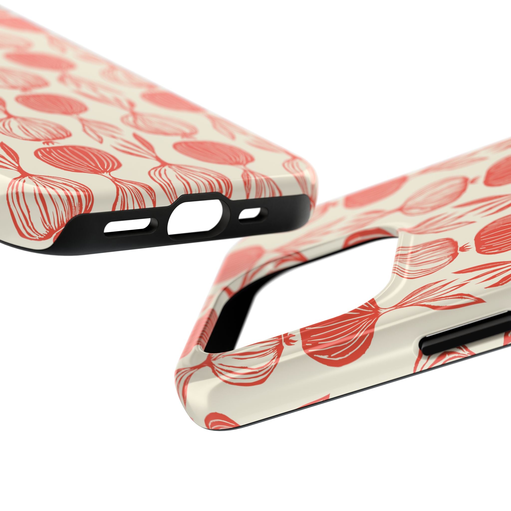 Floral Onion Pattern Tough Phone Case — Red Botanical Protective Phone Cover