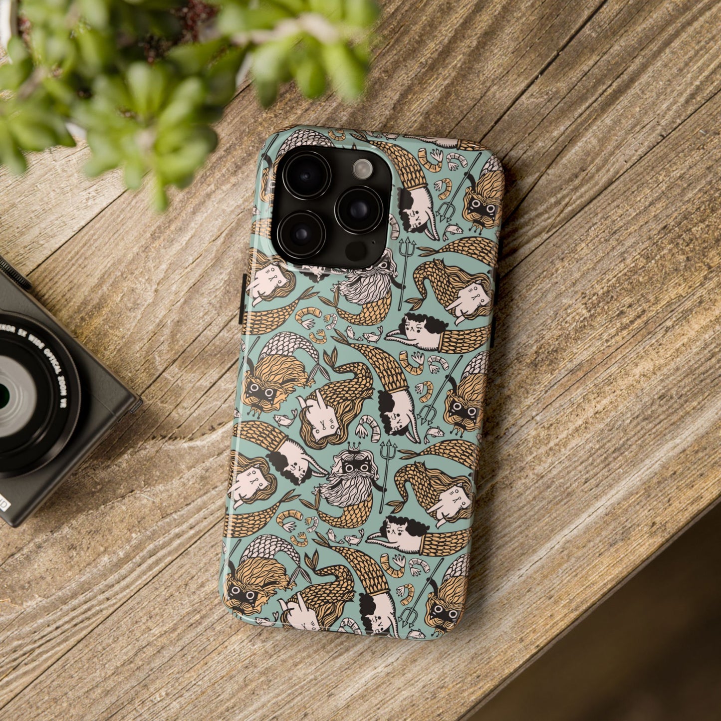 Cat Mermaid Tough Phone Case - Quirky Phone Art for Maximalists