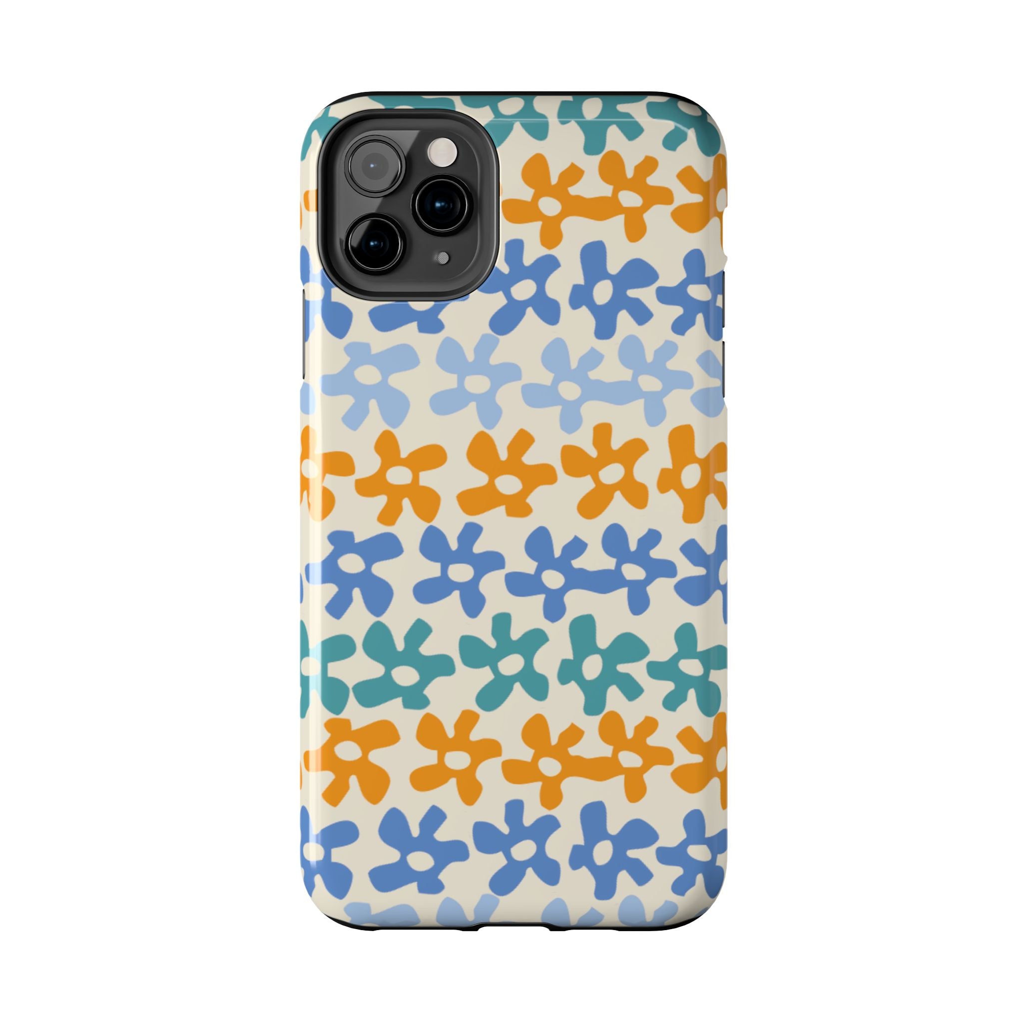 Floral Stripe Tough Phone Case — Colorful Retro Doodle Protection