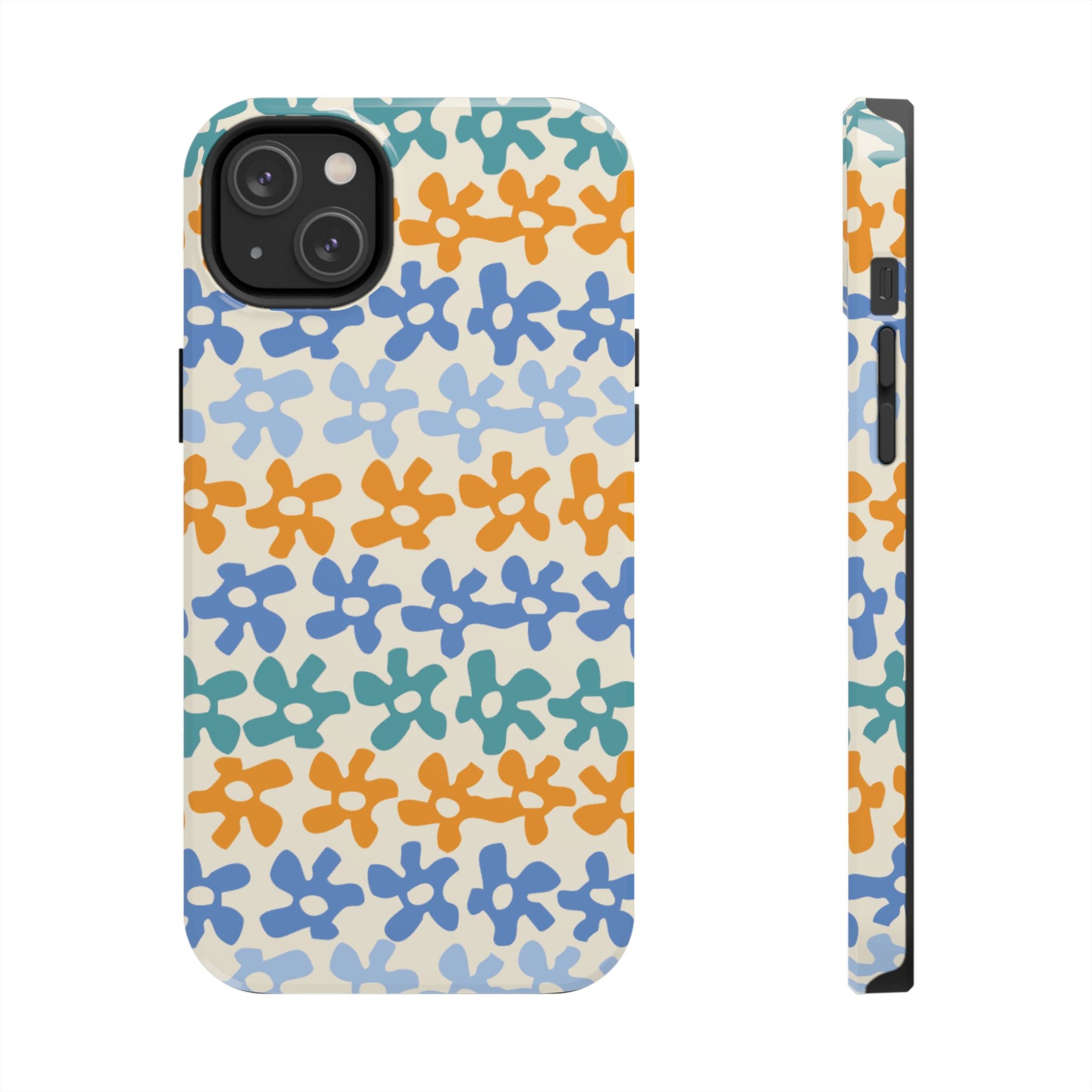 Floral Stripe Tough Phone Case — Colorful Retro Doodle Protection