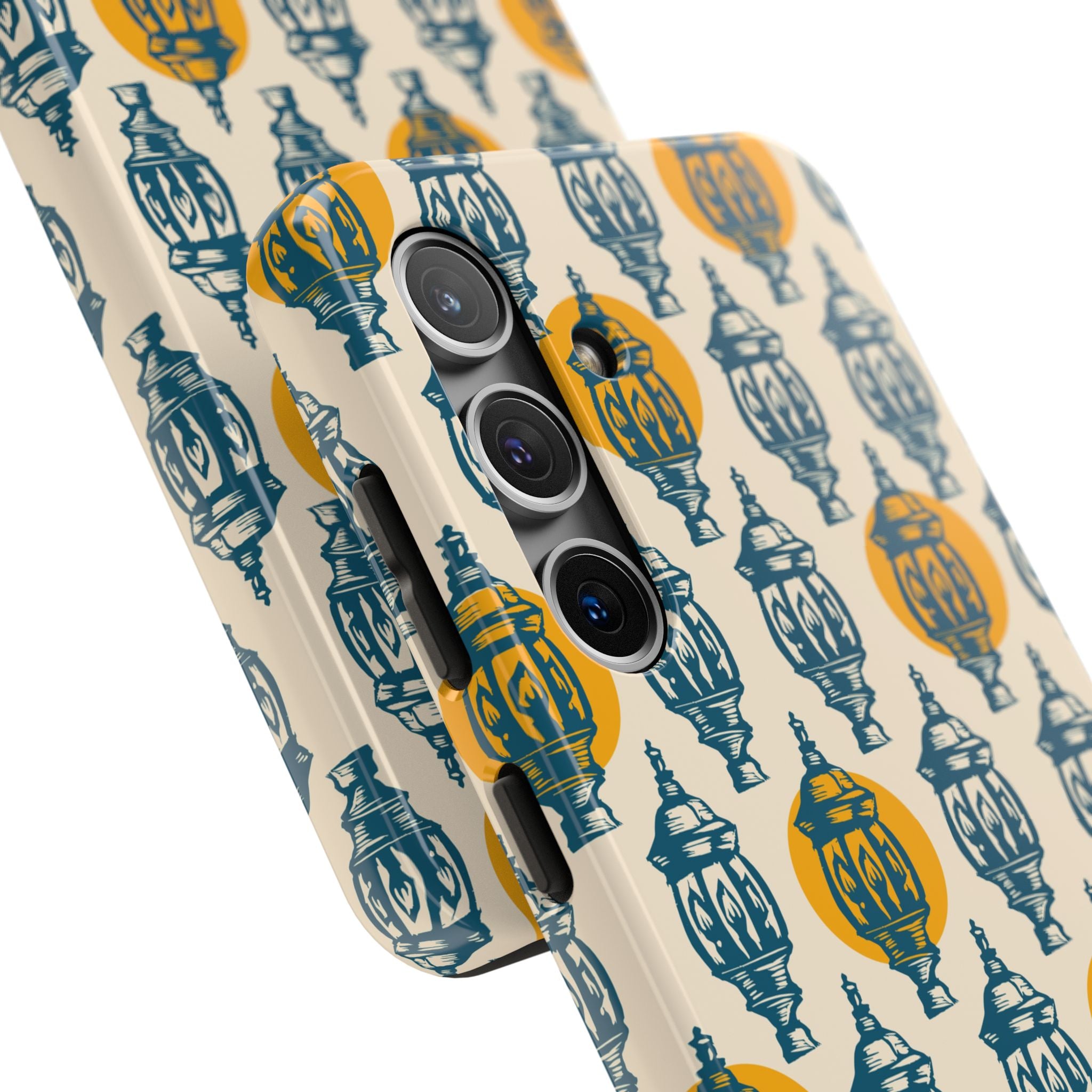 Tough Phone Case — Blue & Mustard Lantern Pattern Slim Protective Cover