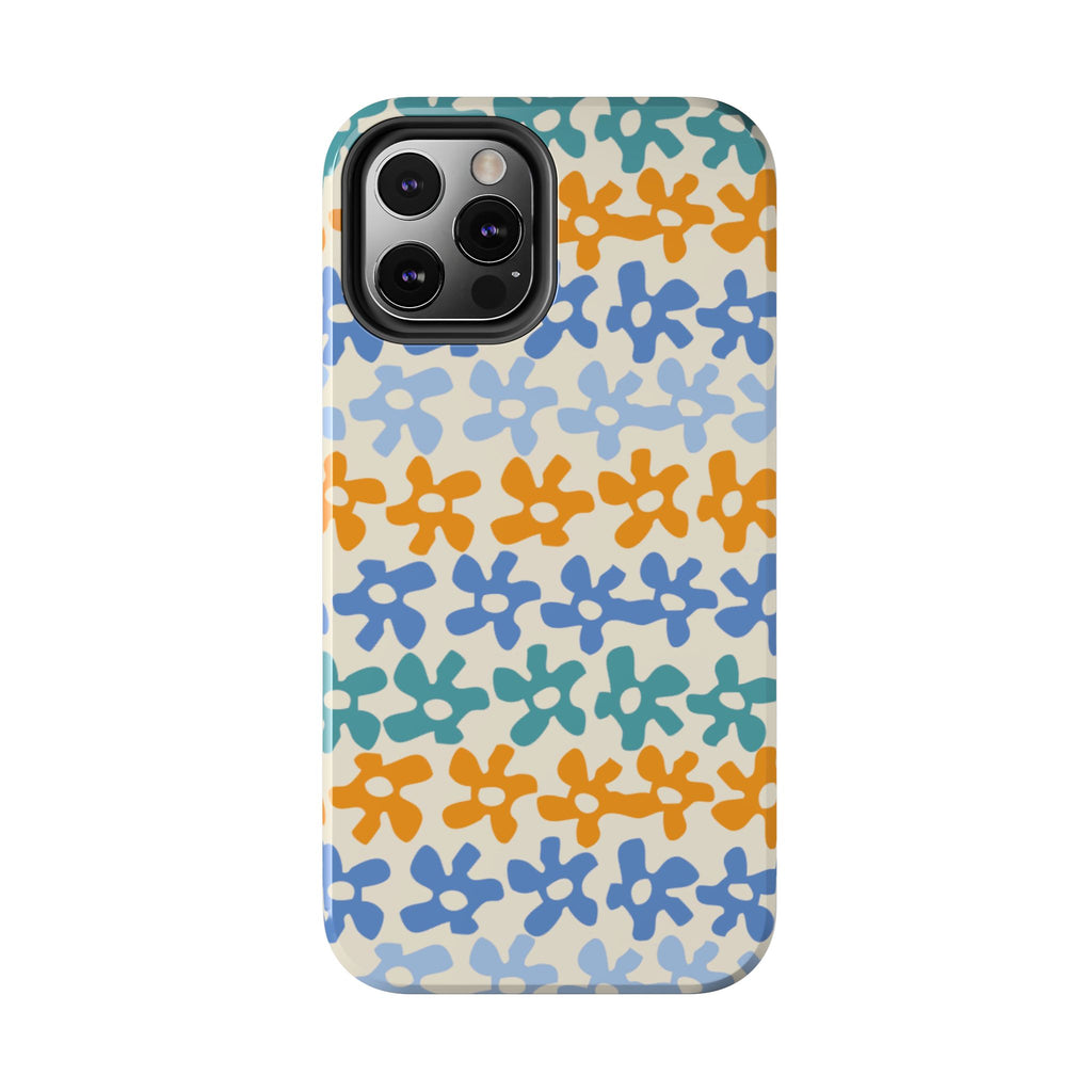Floral Stripe Tough Phone Case — Colorful Retro Doodle Protection