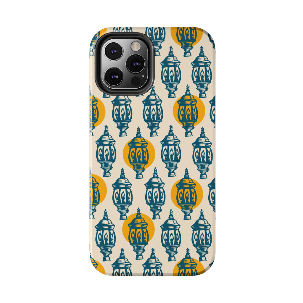 Tough Phone Case — Blue & Mustard Lantern Pattern Slim Protective Cover