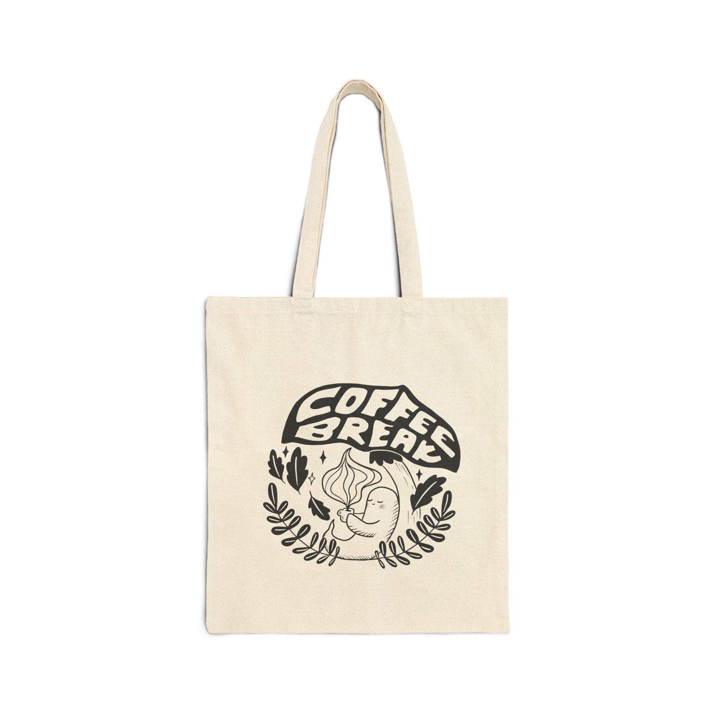 Coffee Break Cotton Canvas Tote Bag, Eco-Friendly Shopping Bag, Reusable Grocery Tote, Gift for Coffee Lovers, Sustainable Tote